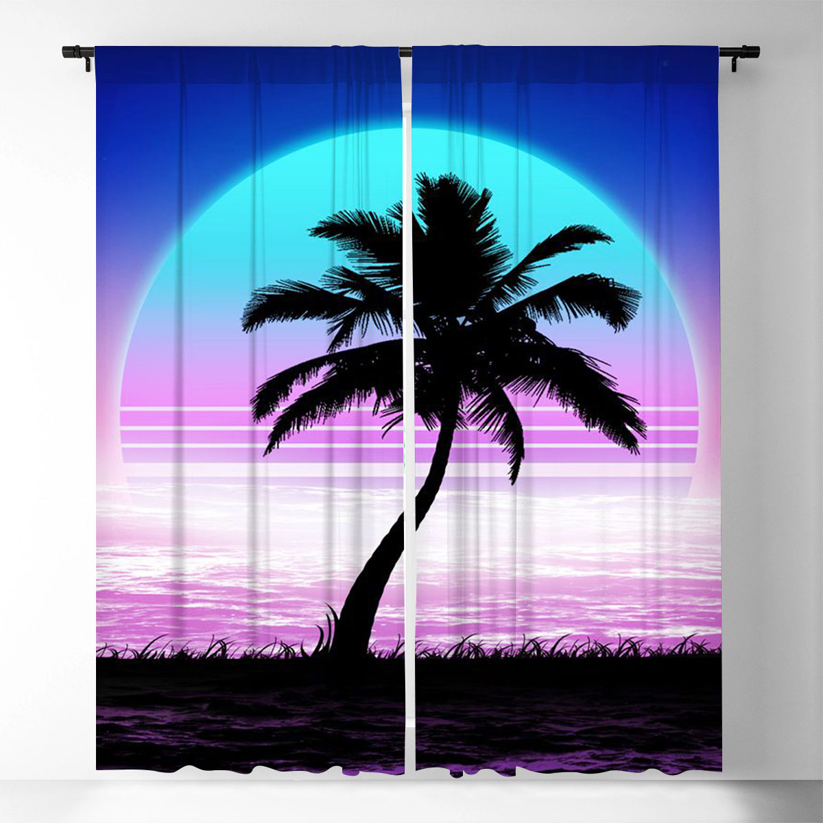 Palm Tree Sunset Window Curtain