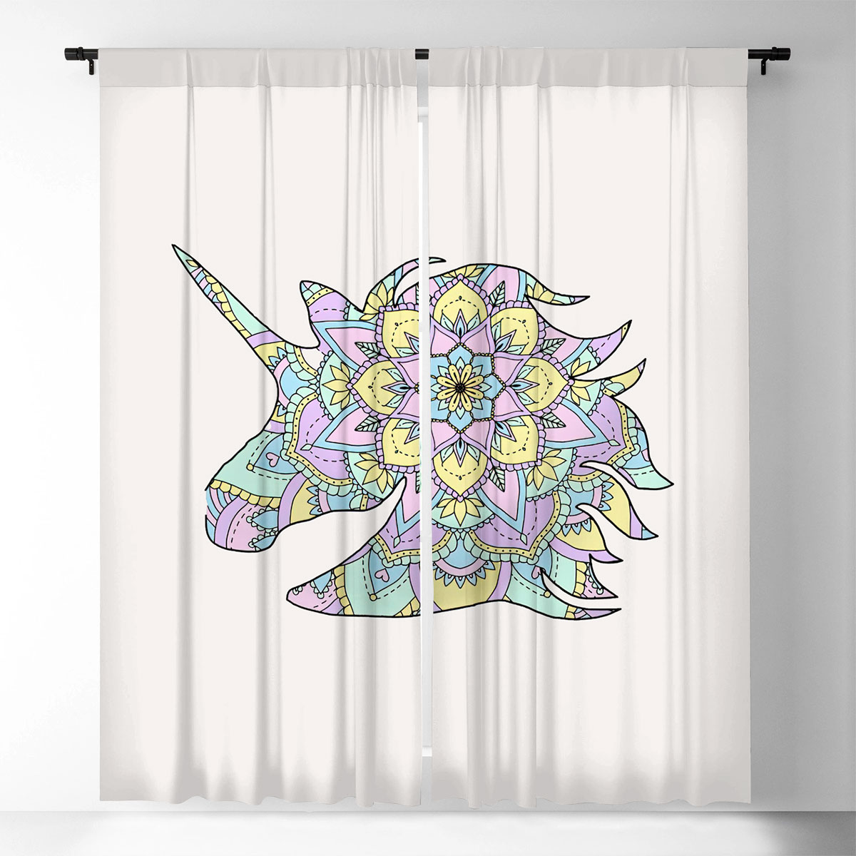 Pastel Colored Mandala Window Curtain