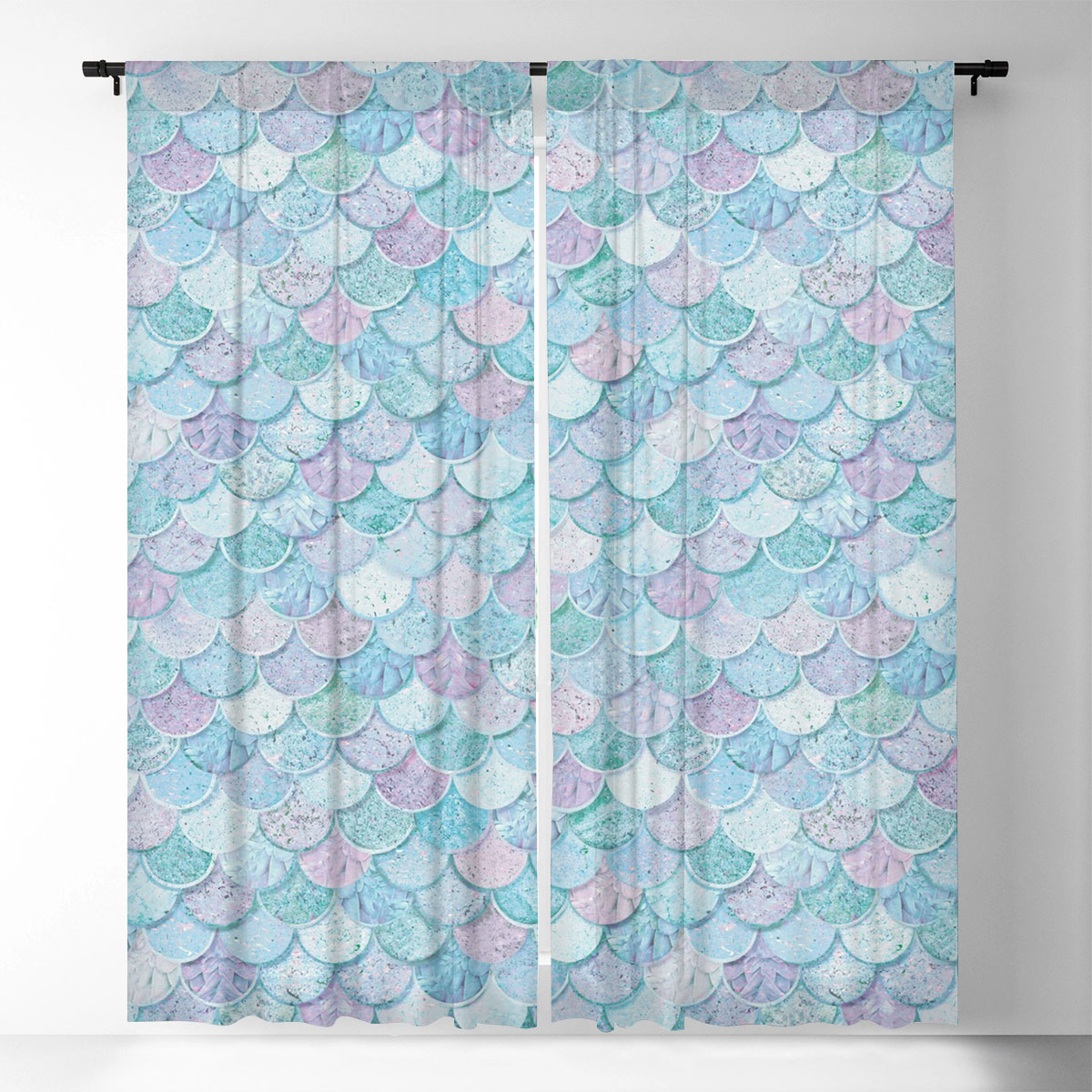 Pastel Mermaid Scales Window Curtain