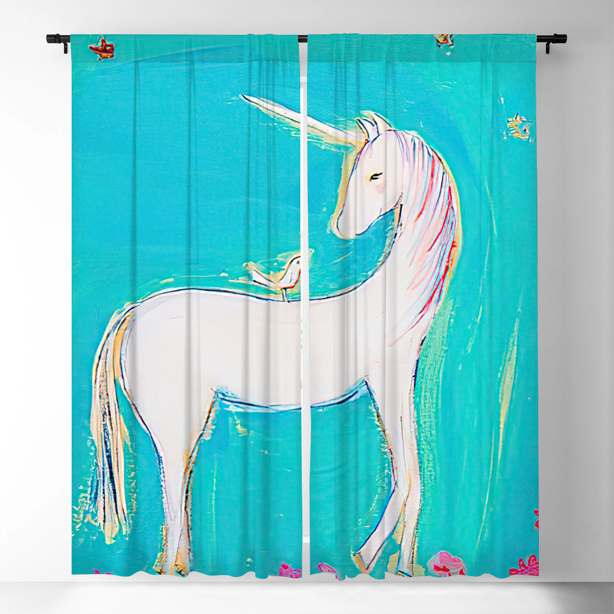 Pastel Unicorn Window Curtain