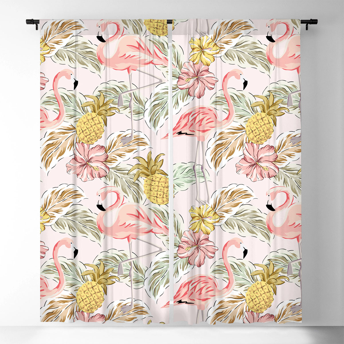 Pineapple Flamingo Window Curtain