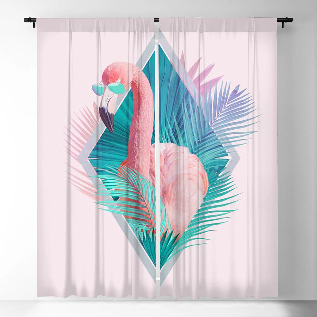 Pink Flamingo Window Curtain
