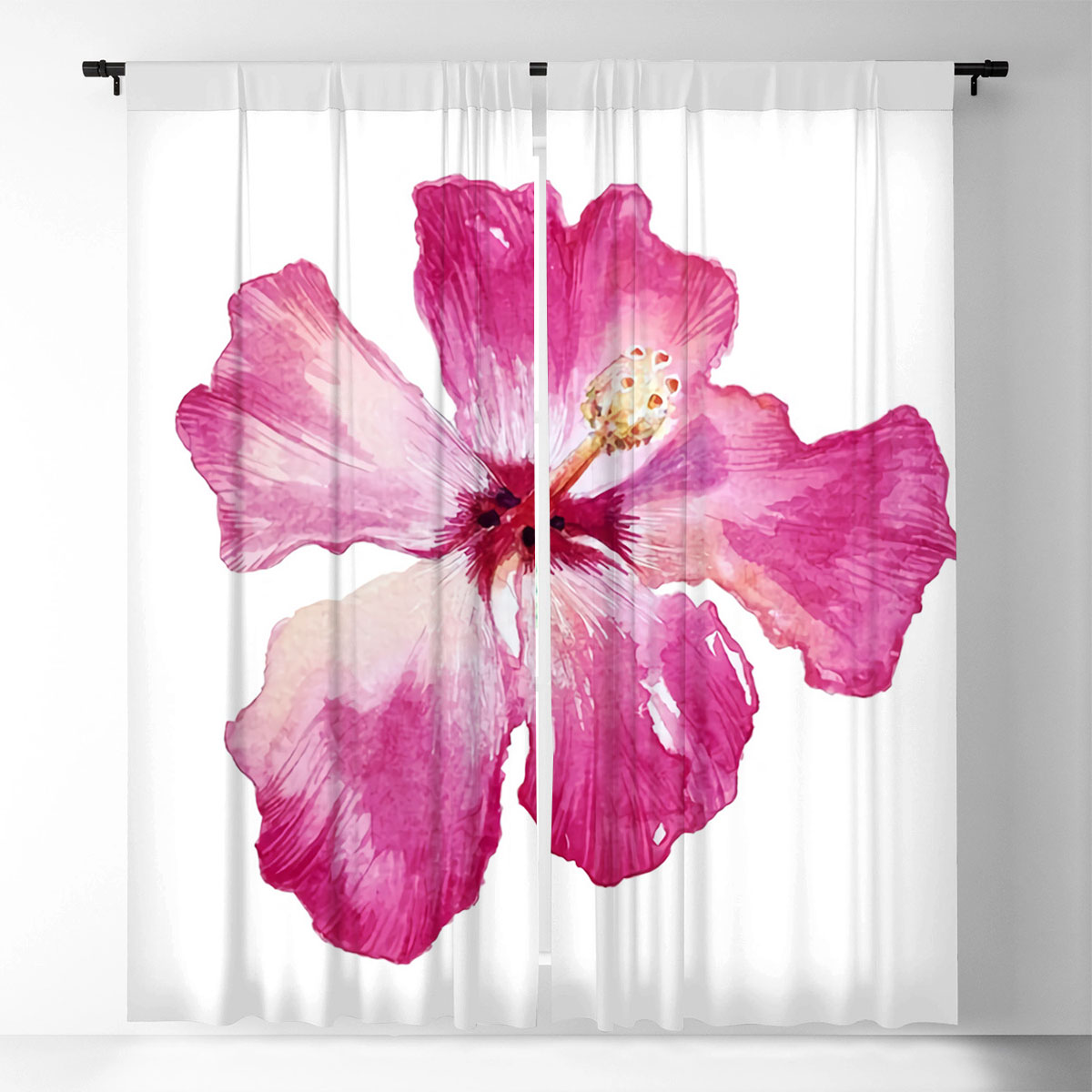 Pink Hibiscus Window Curtain