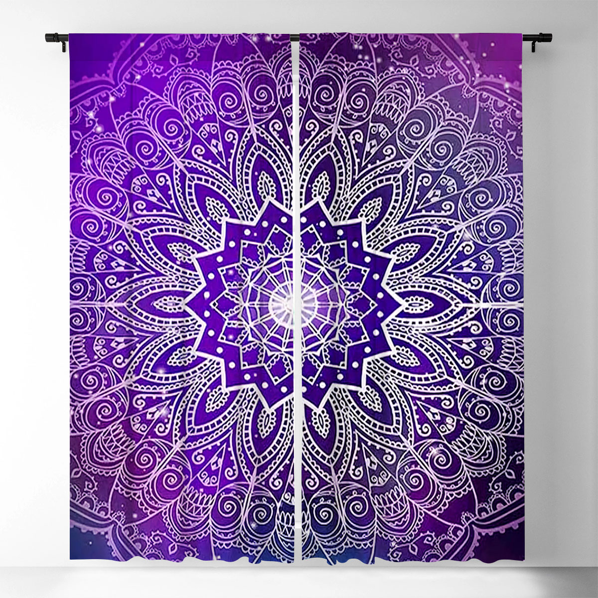Purple Mandala Lotus Window Curtain