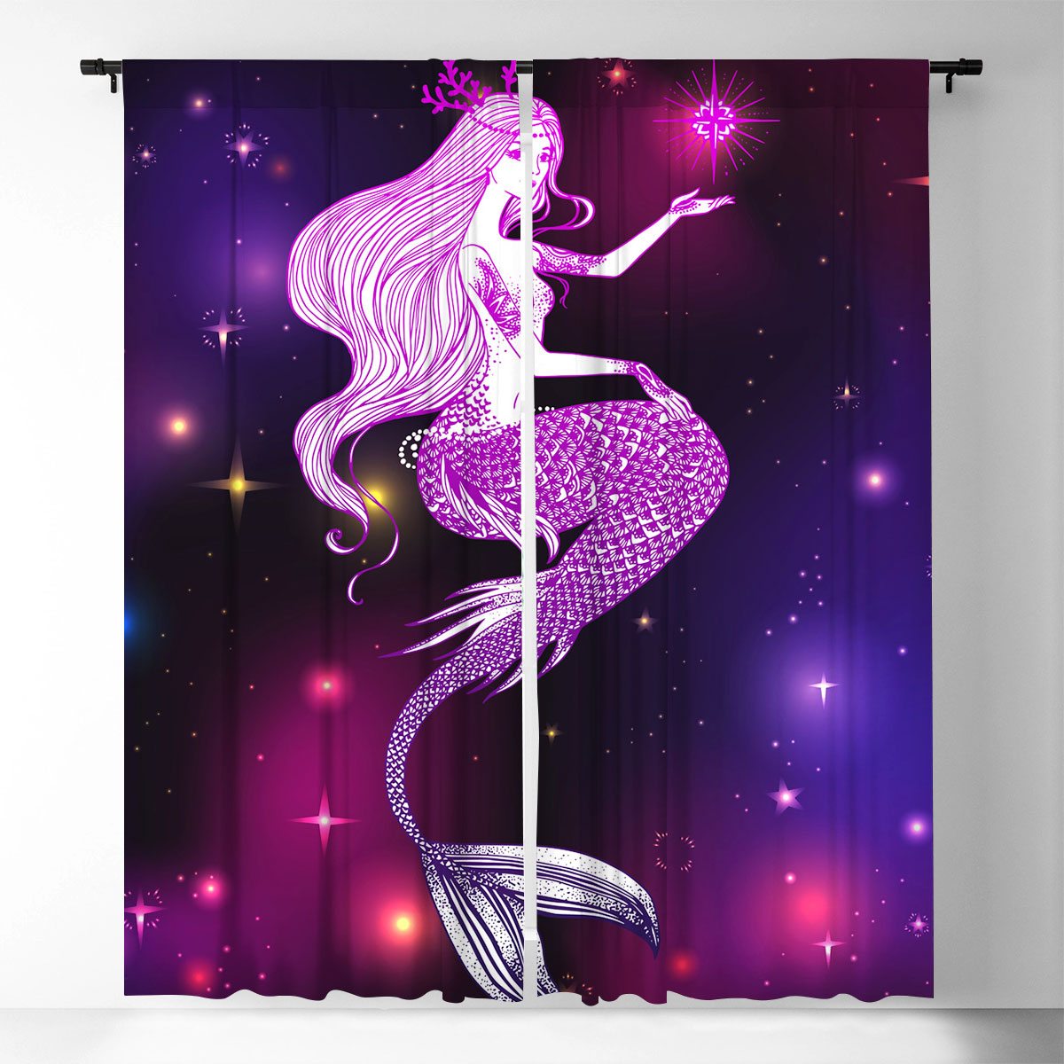 Purple Mermaid Window Curtain