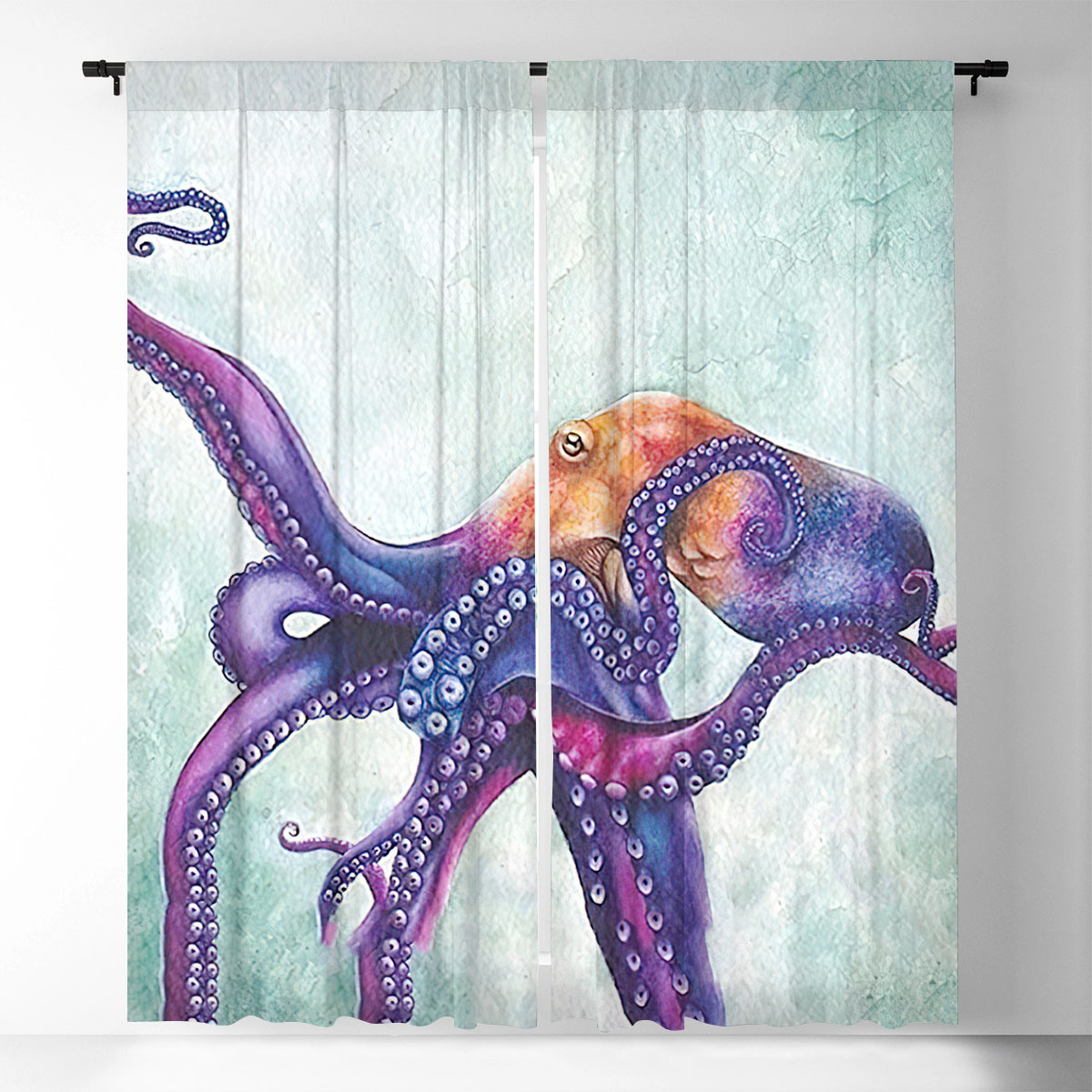 Purple Octopus Window Curtain