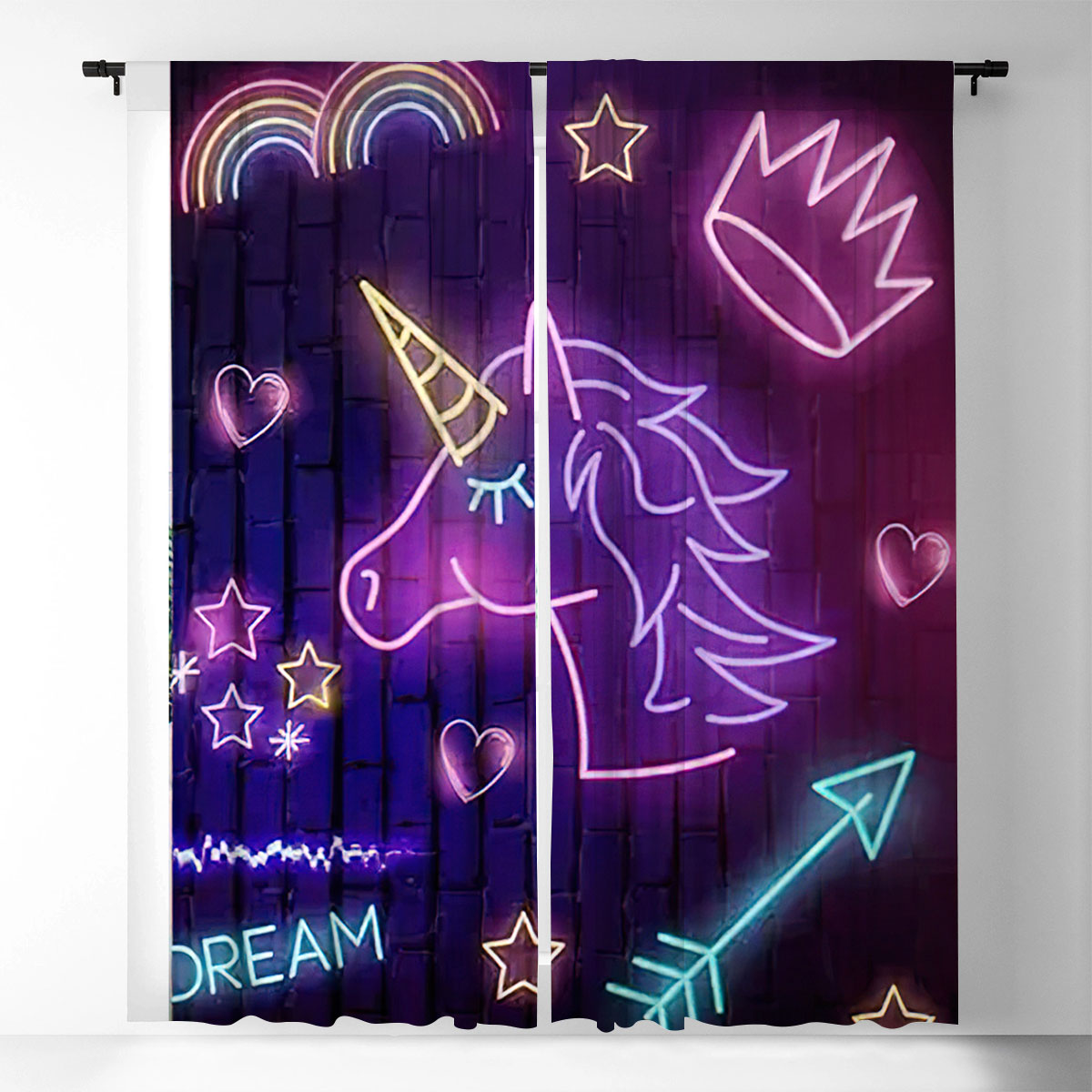 Purple Unicorn Window Curtain