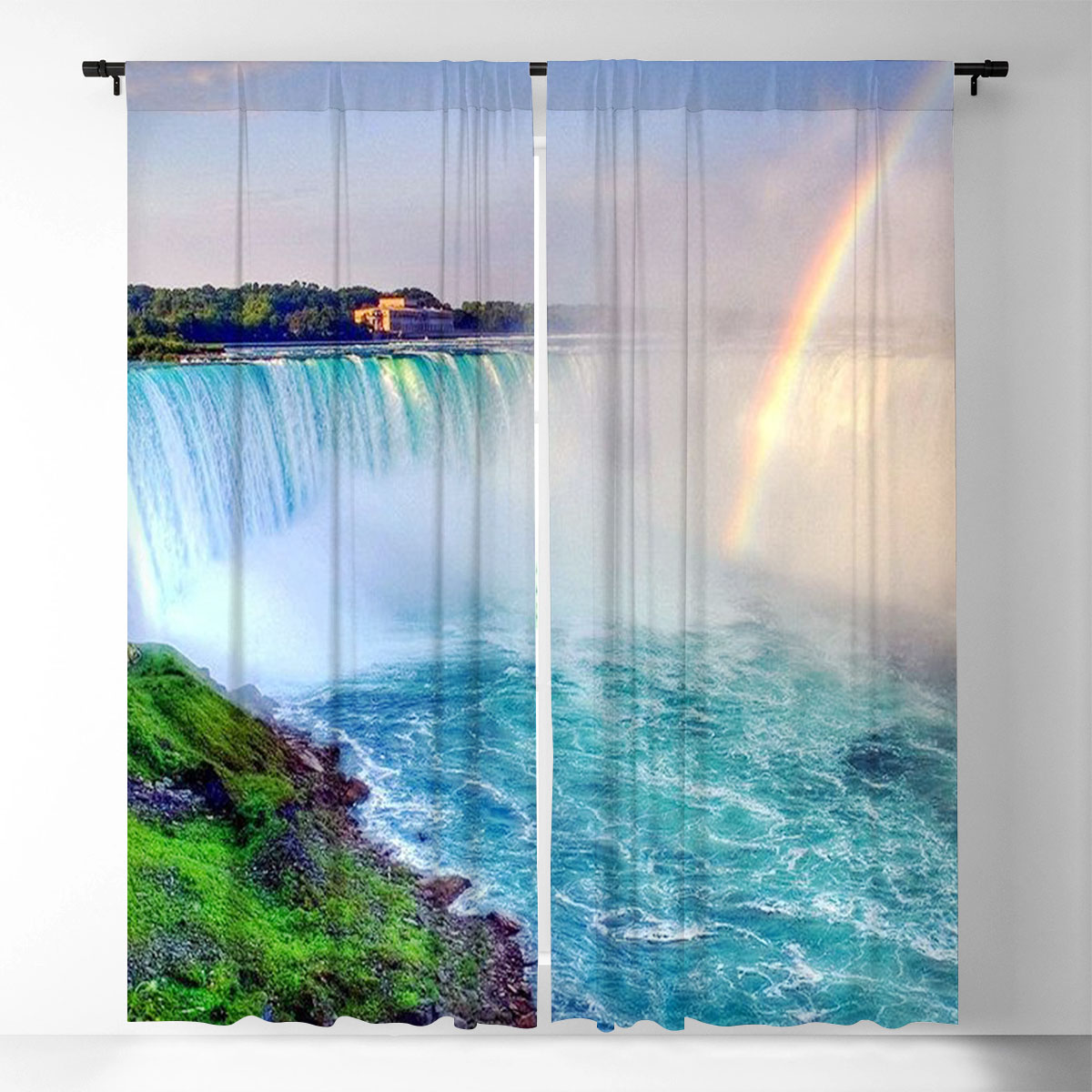 Rainbow Over Niagra Falls Window Curtain