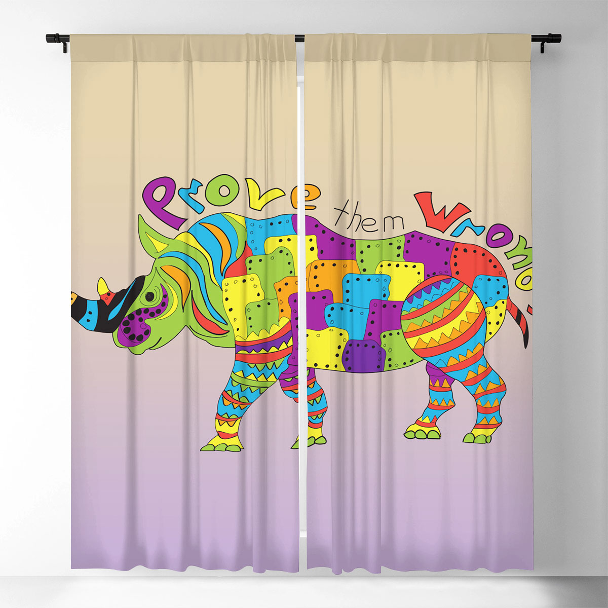 Rainbow Rhino Window Curtain