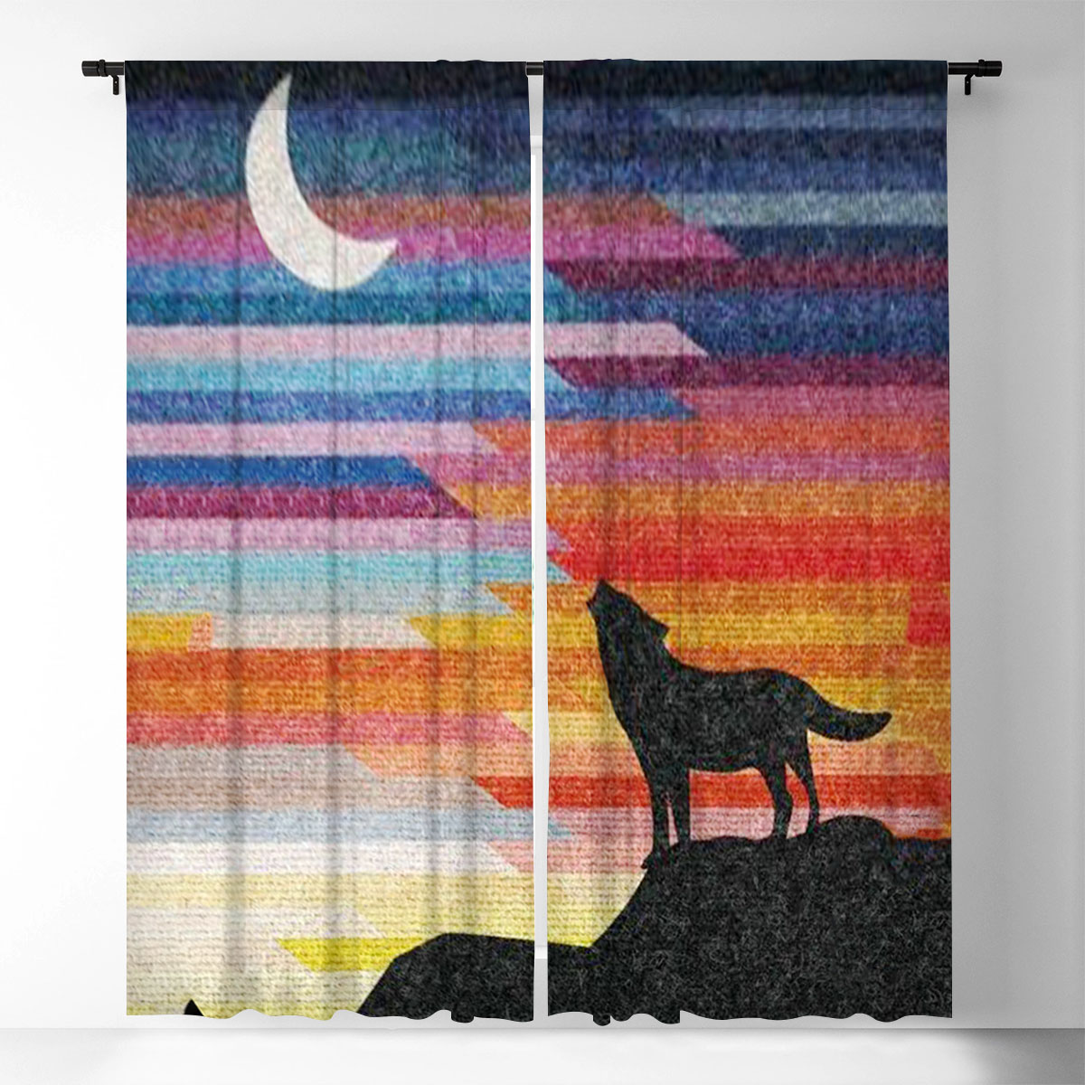 Rainbow Wolf Window Curtain
