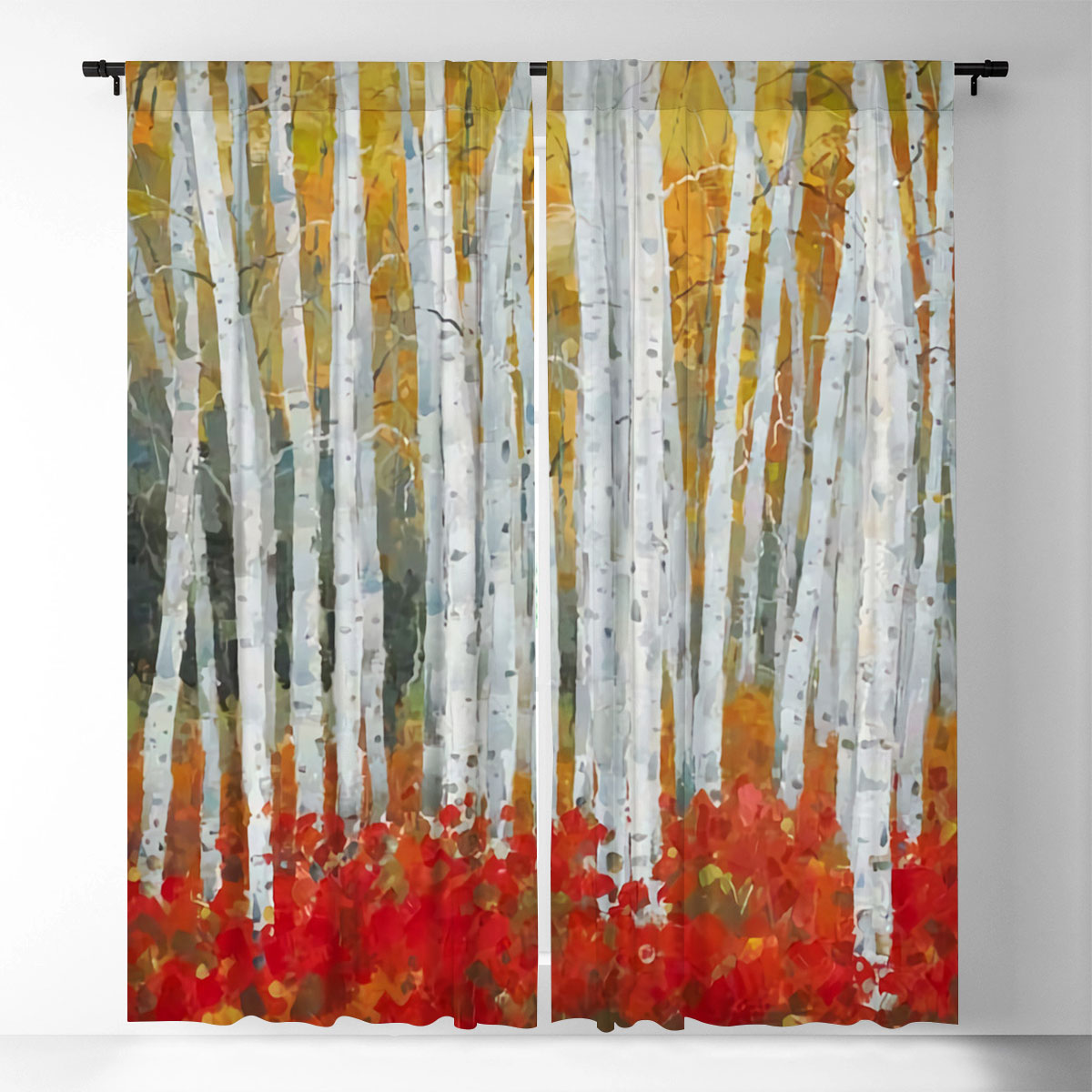 Red Birch Tree Window Curtain