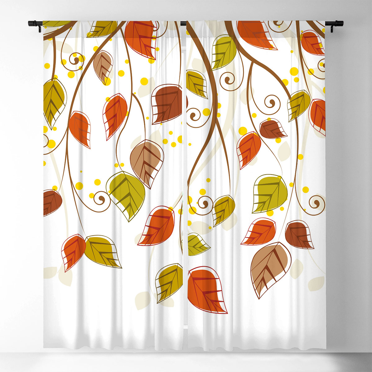 Retro Fall Leaves Window Curtain