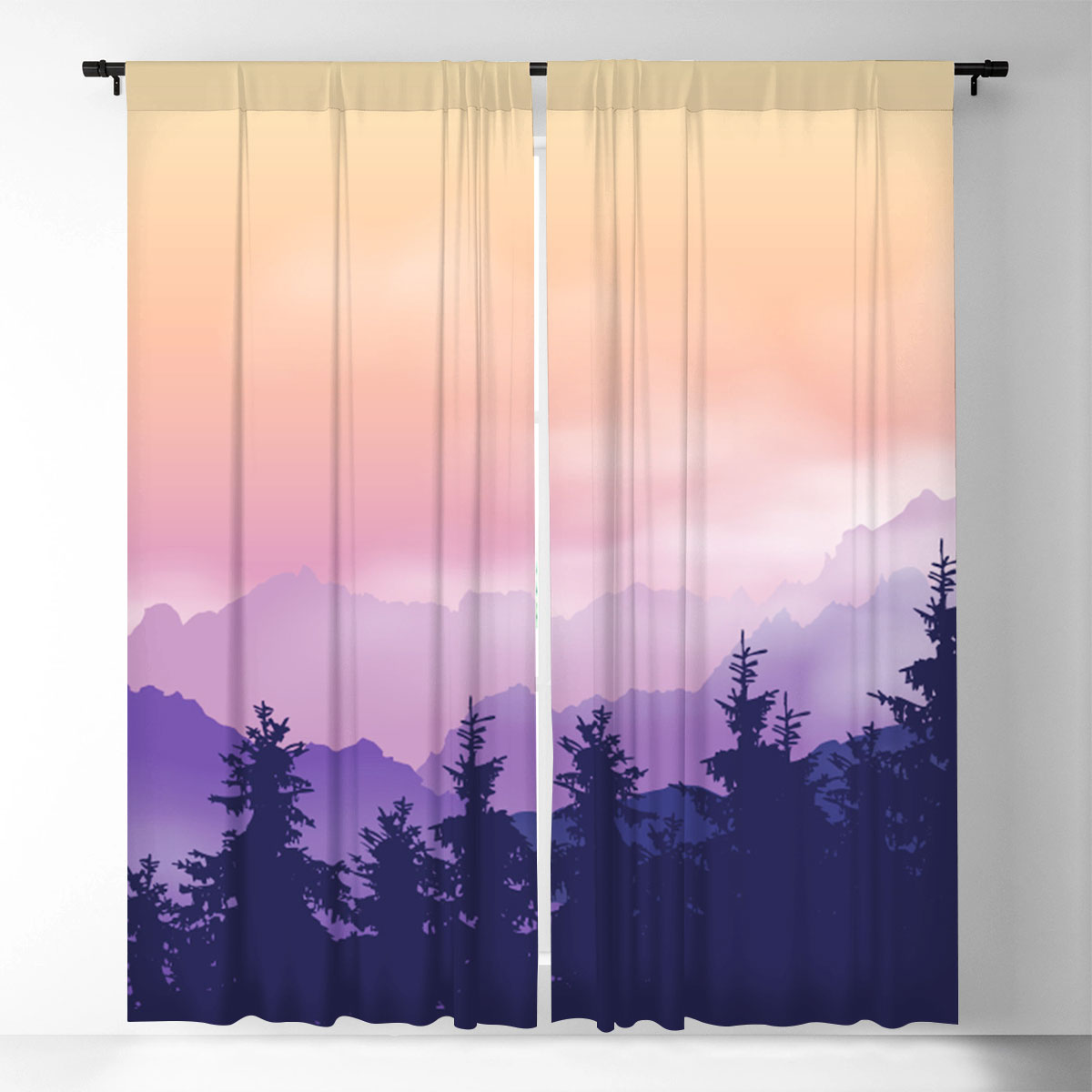 Retro Mountain Window Curtain