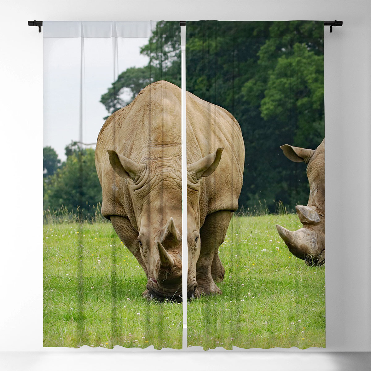 Rhino In The Wild Window Curtain