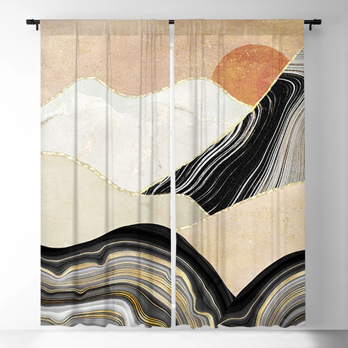 River And Mountain Window Curtain