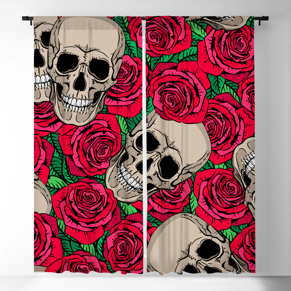 Skull Rose Window Curtain