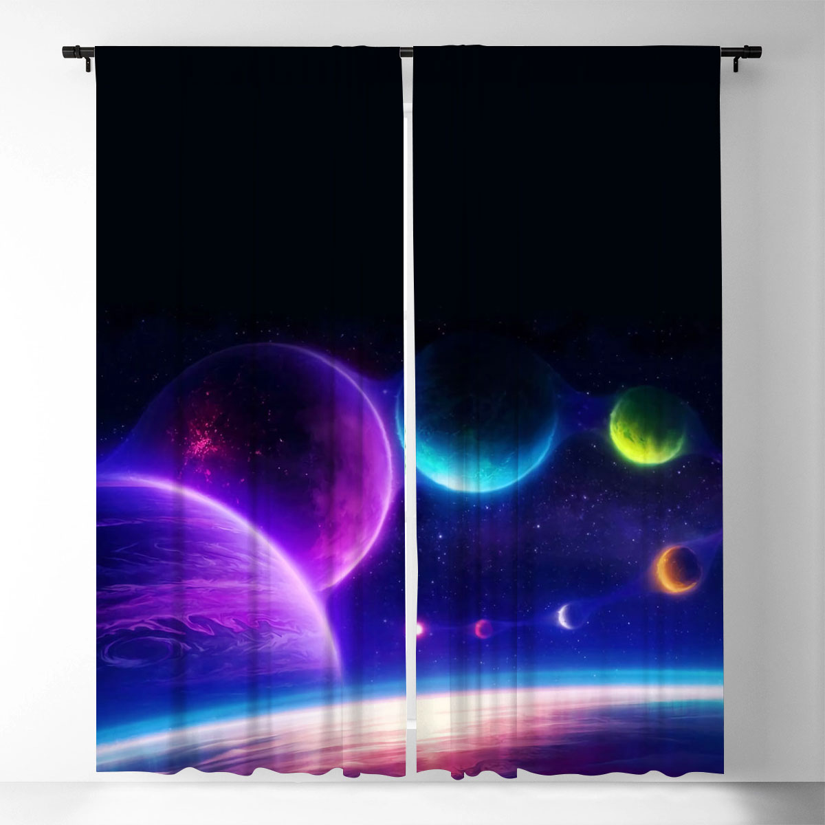 Space Planet Window Curtain