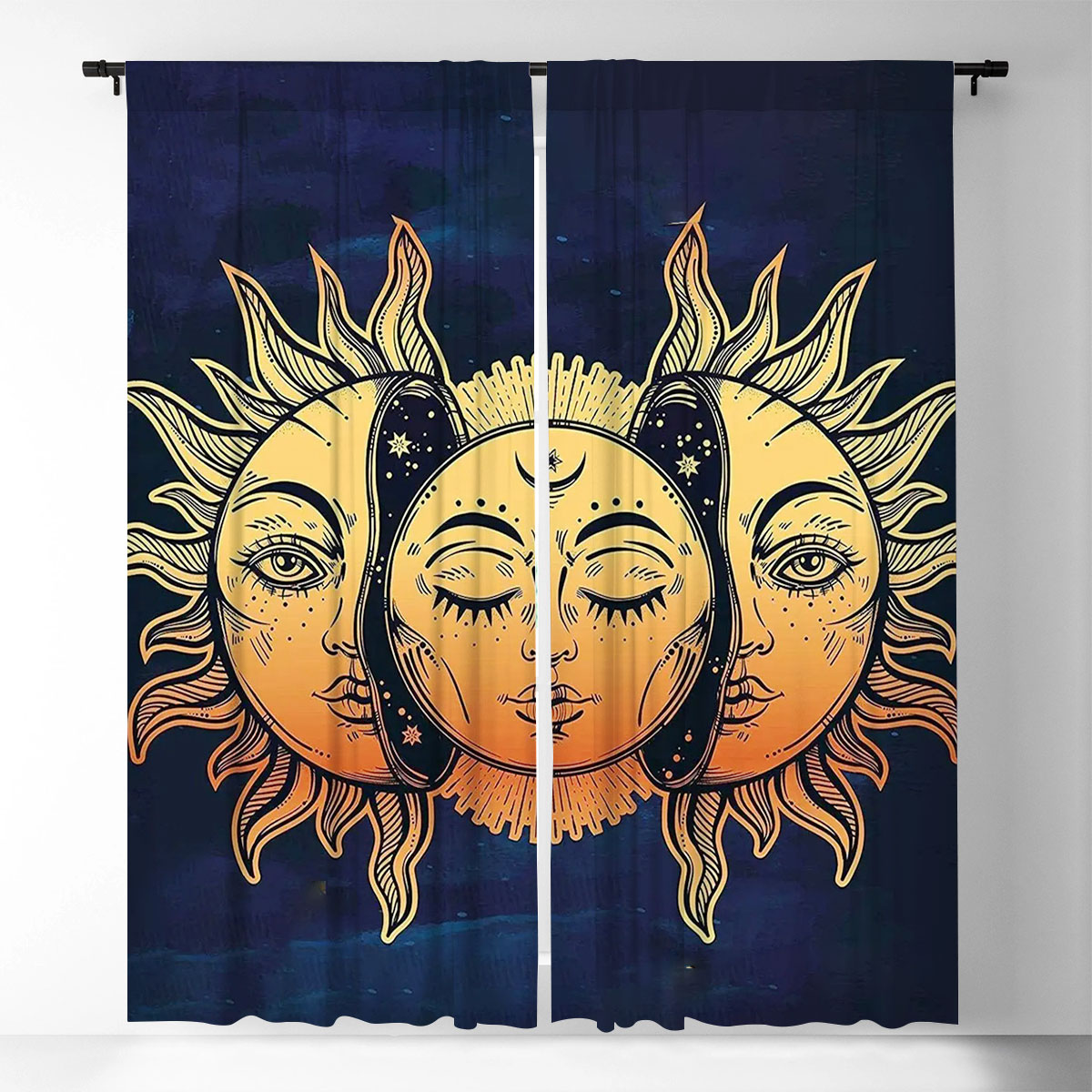 Sun and Moon Psychedelic Window Curtain