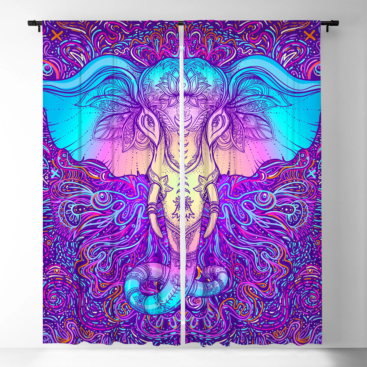 Trippy Elephant Window Curtain