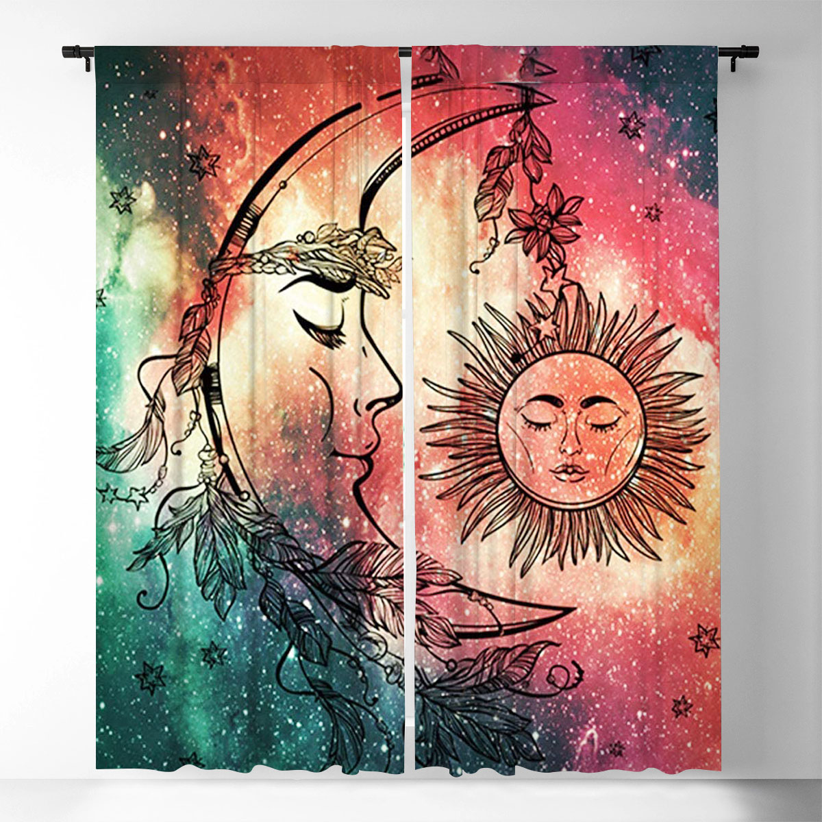 Trippy Mandala Sun And Moon Window Curtain