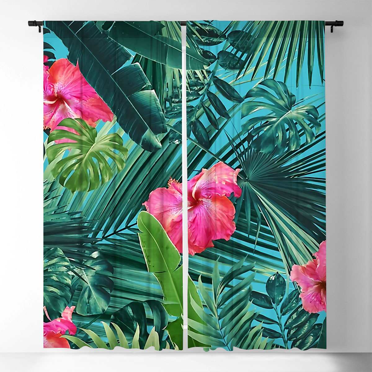 Tropical Hibiscus Window Curtain