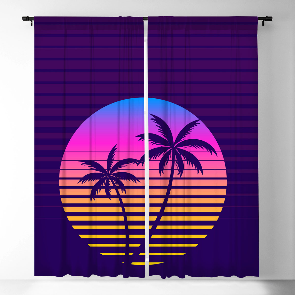 Tropical Purple Sunrise Window Curtain