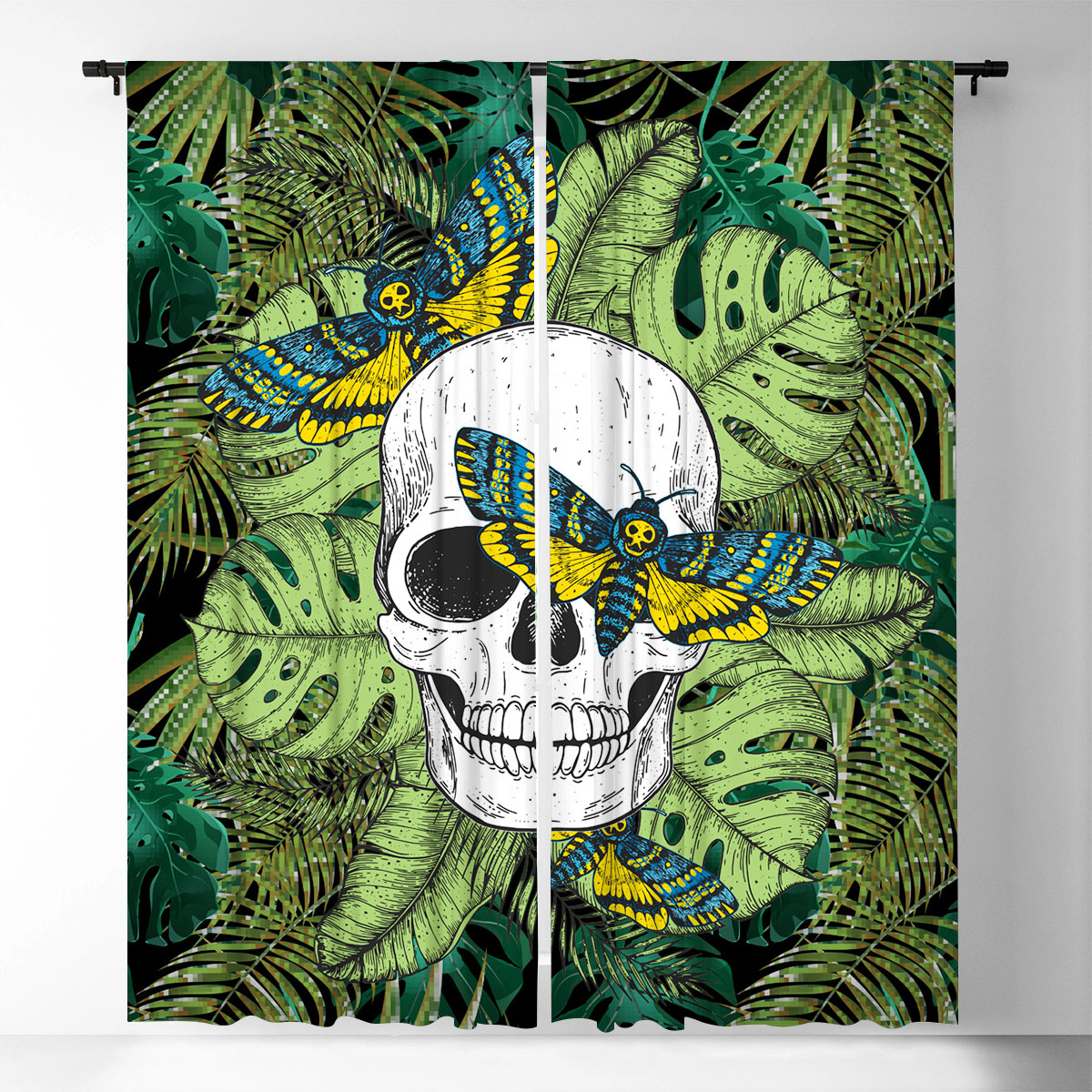 Tropical Skull Window Curtain