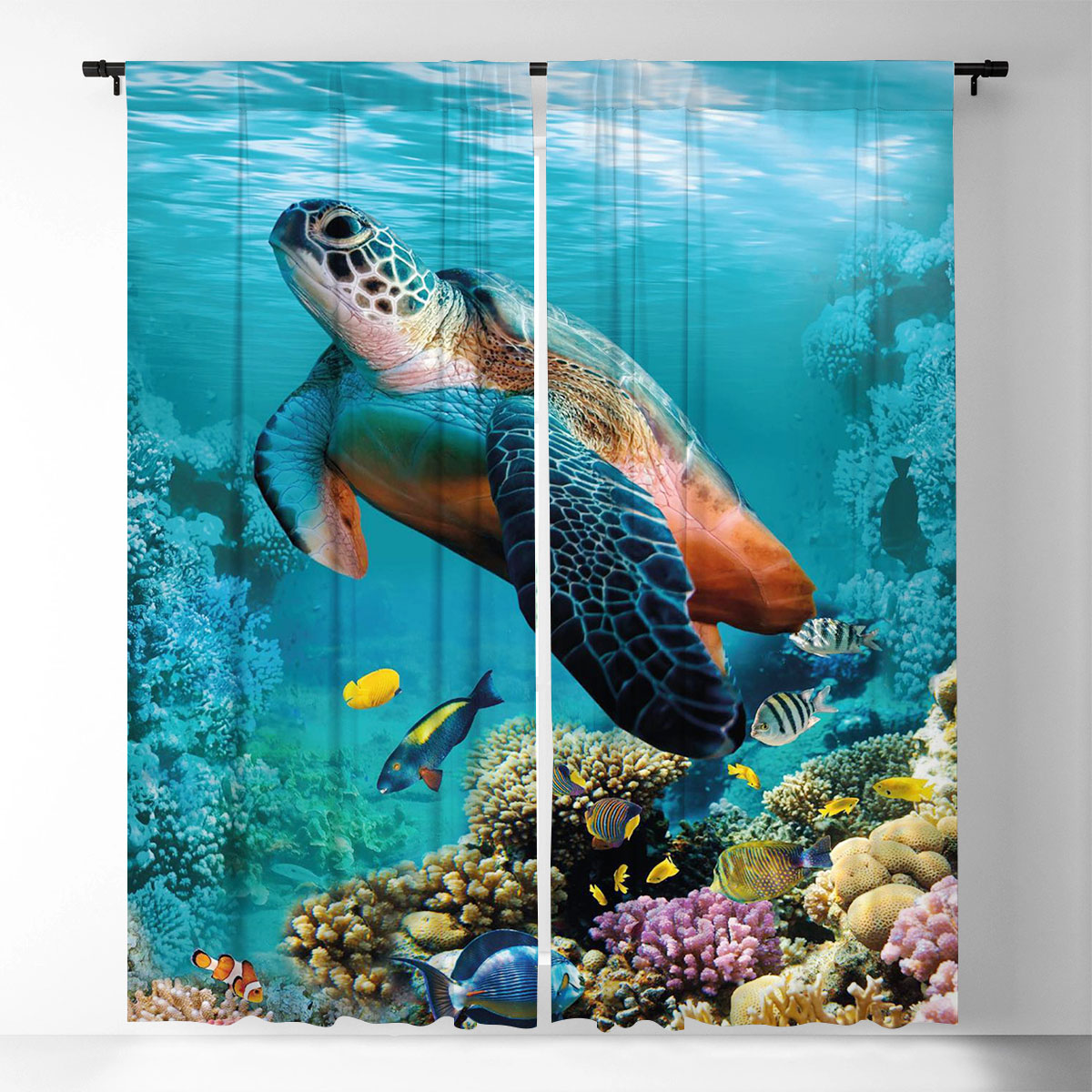 Under The Sea Turtle Window Curtain