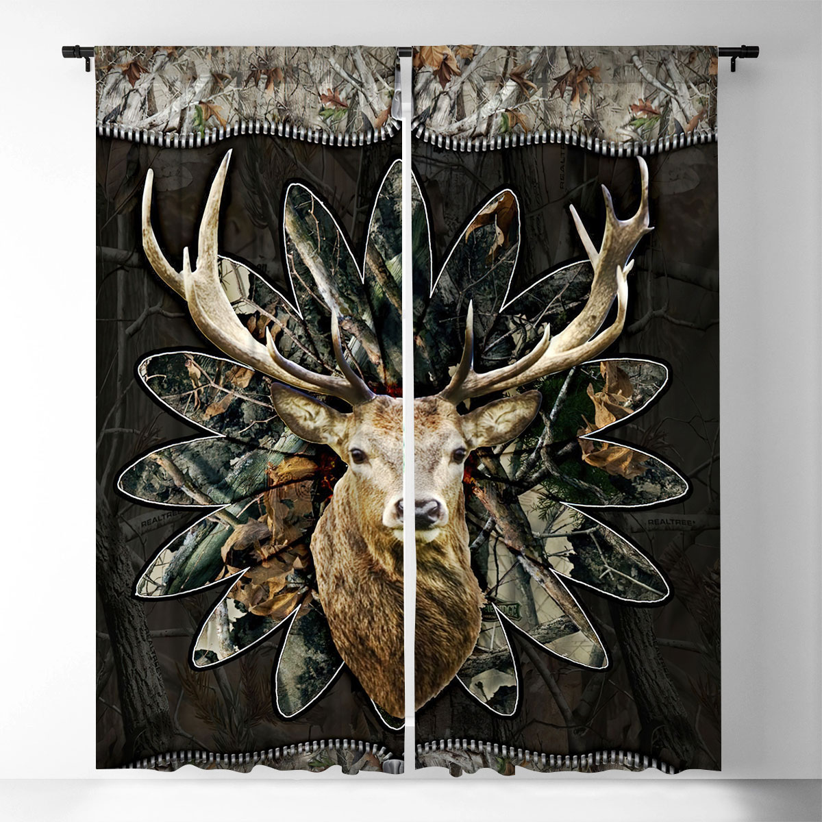 VIntage Deer Hunting Window Curtain