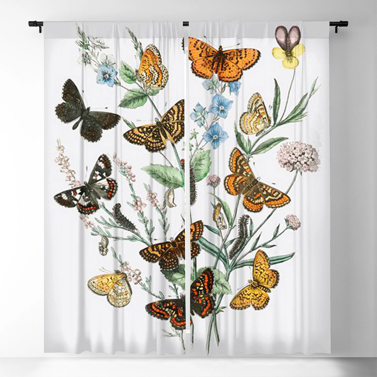 Vintage Butterfly 2 Window Curtain