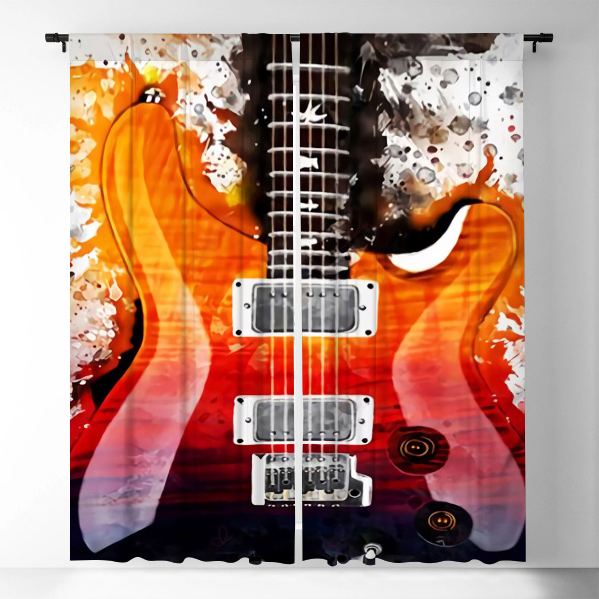 Vintage Electric Guitar Window Curtain