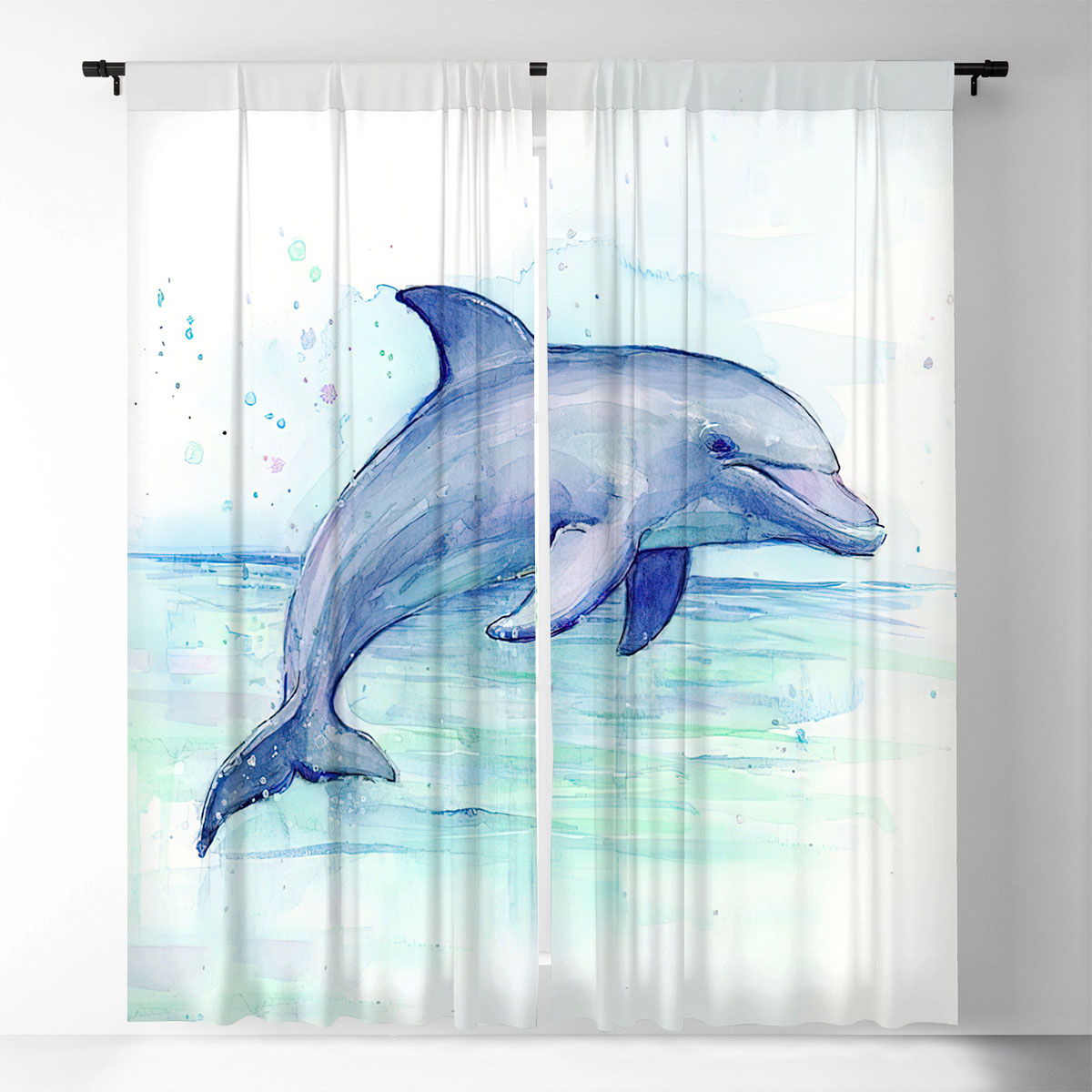 Water Color Dolpin Window Curtain