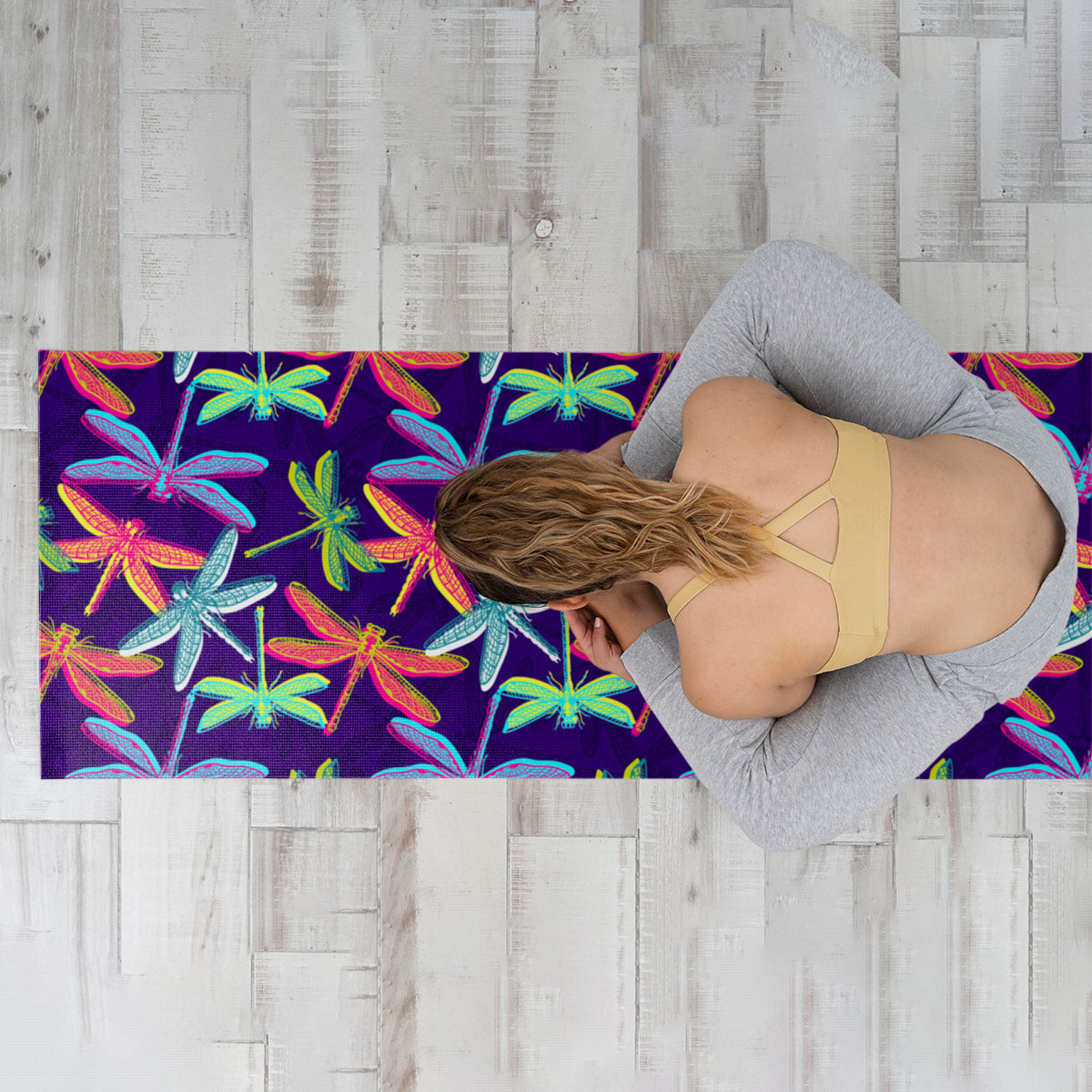 Neon Color Dragonfly Yoga Mat
