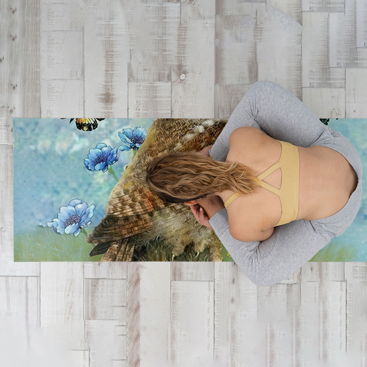 Owl And Butterfly Yoga Mat