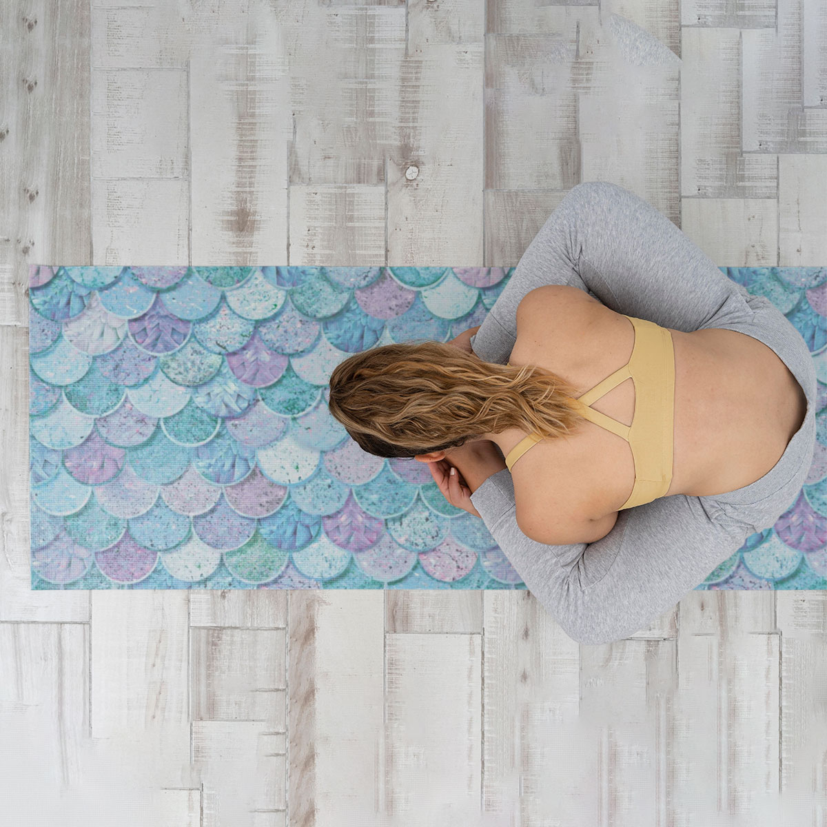 Pastel Mermaid Scales Yoga Mat