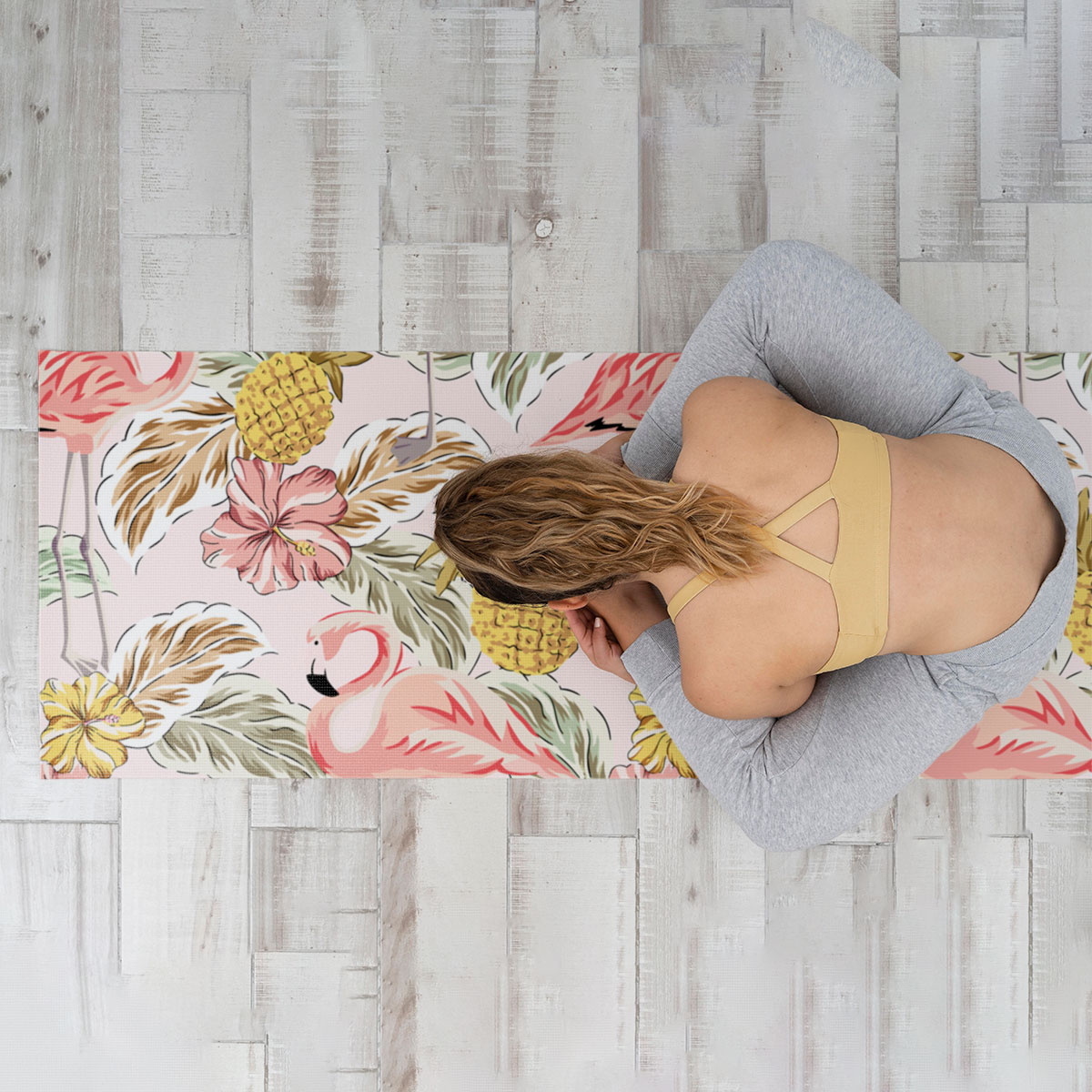 Pineapple Flamingo Yoga Mat