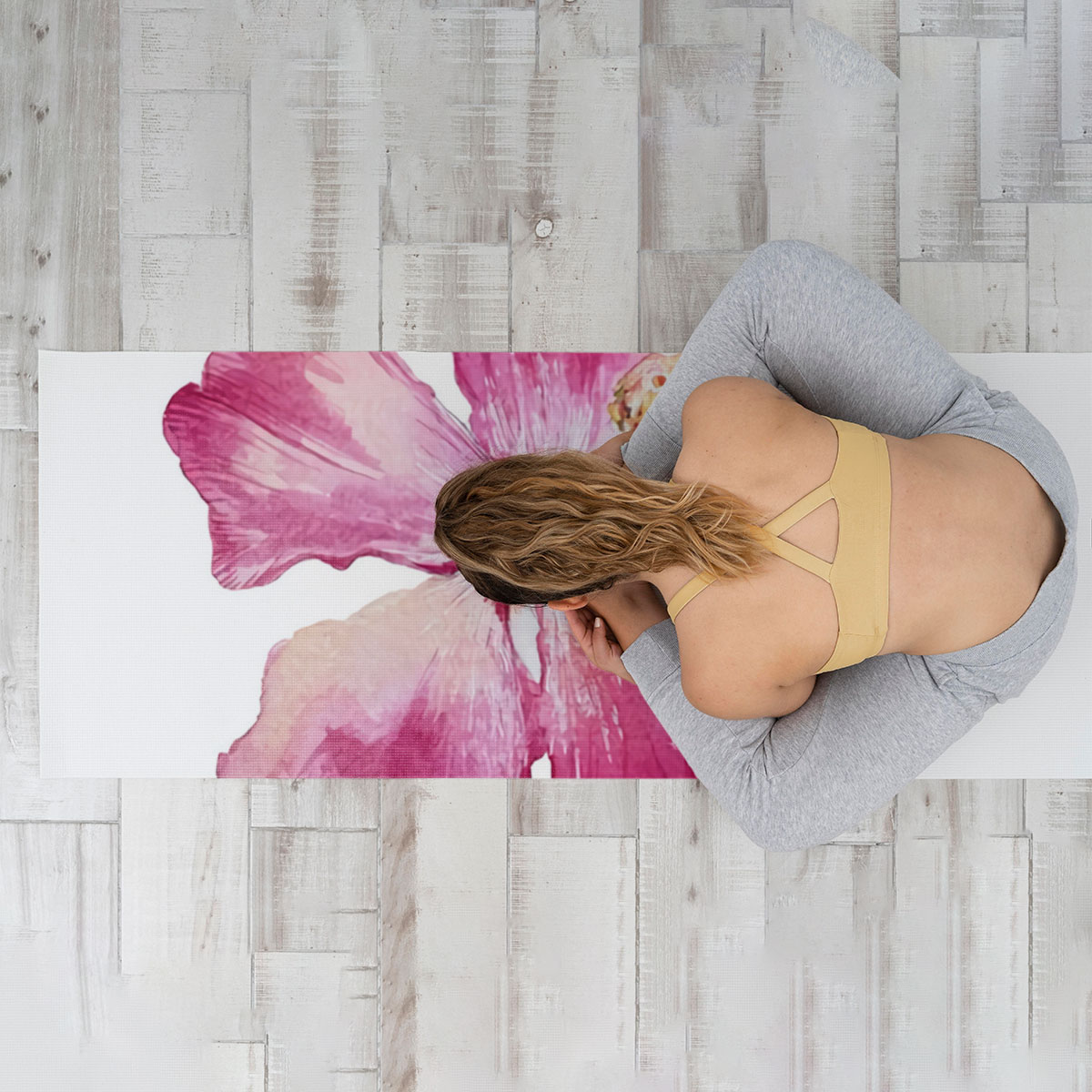 Pink Hibiscus Yoga Mat