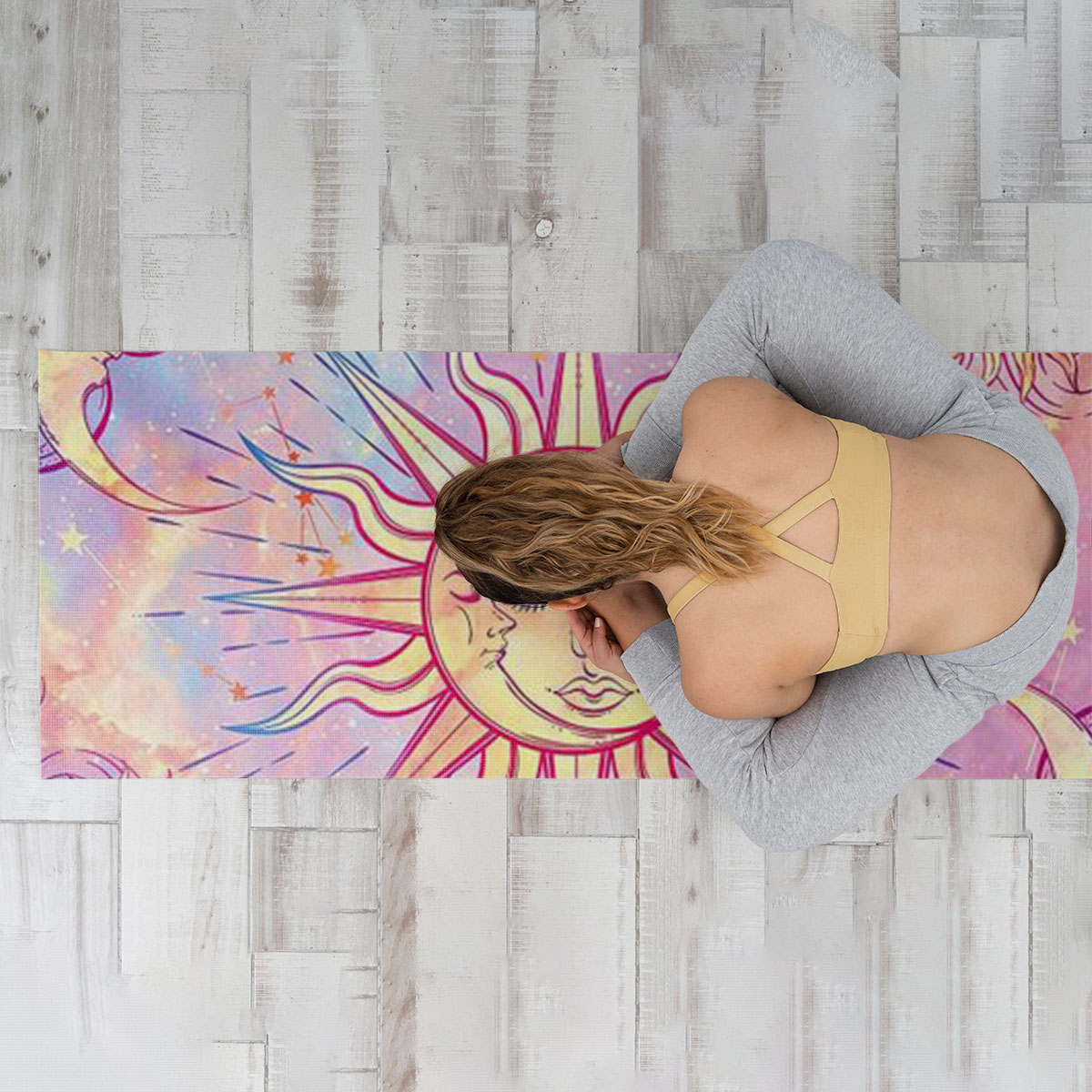 Pink Moon And Sun Yoga Mat