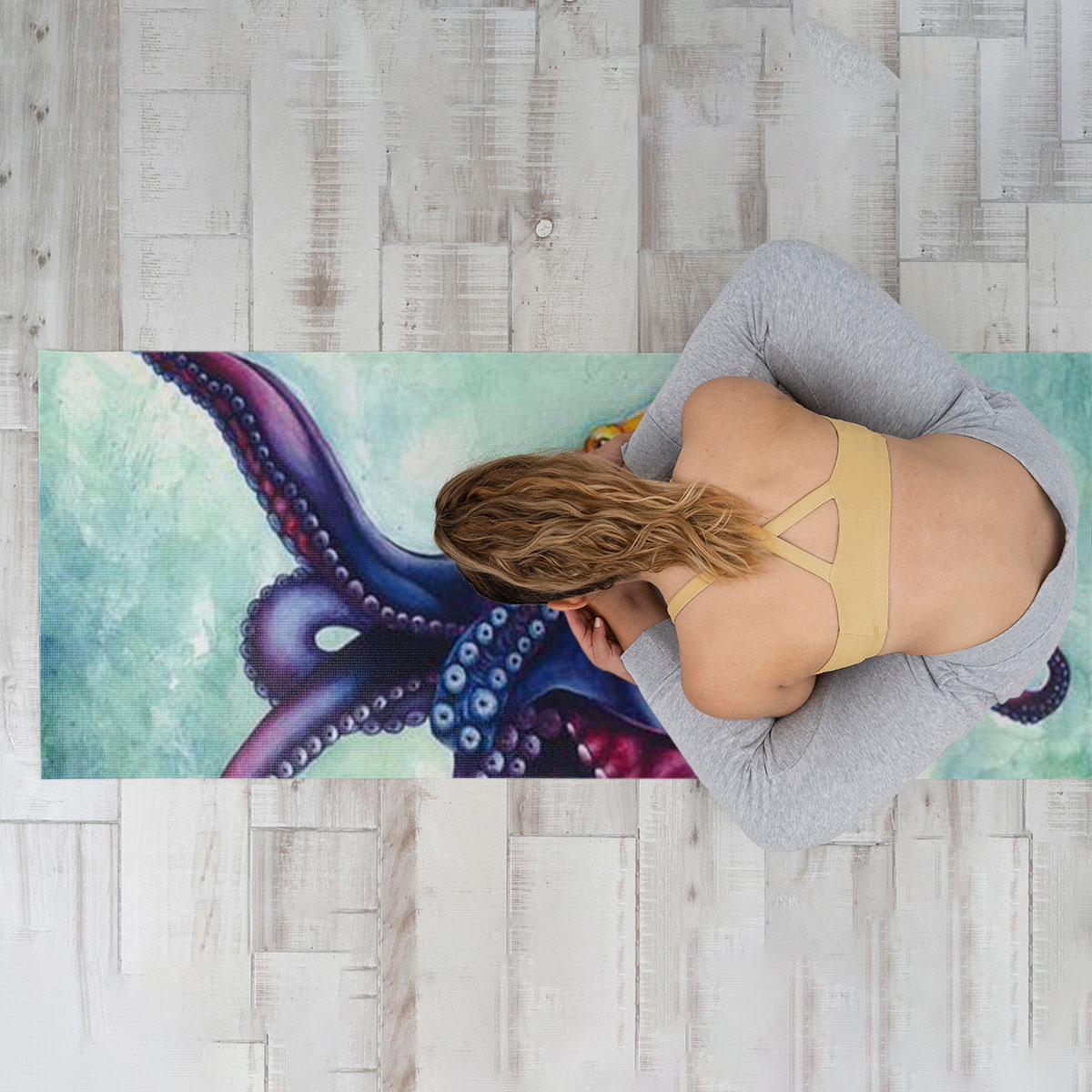 Rainbow Octopus Yoga Mat