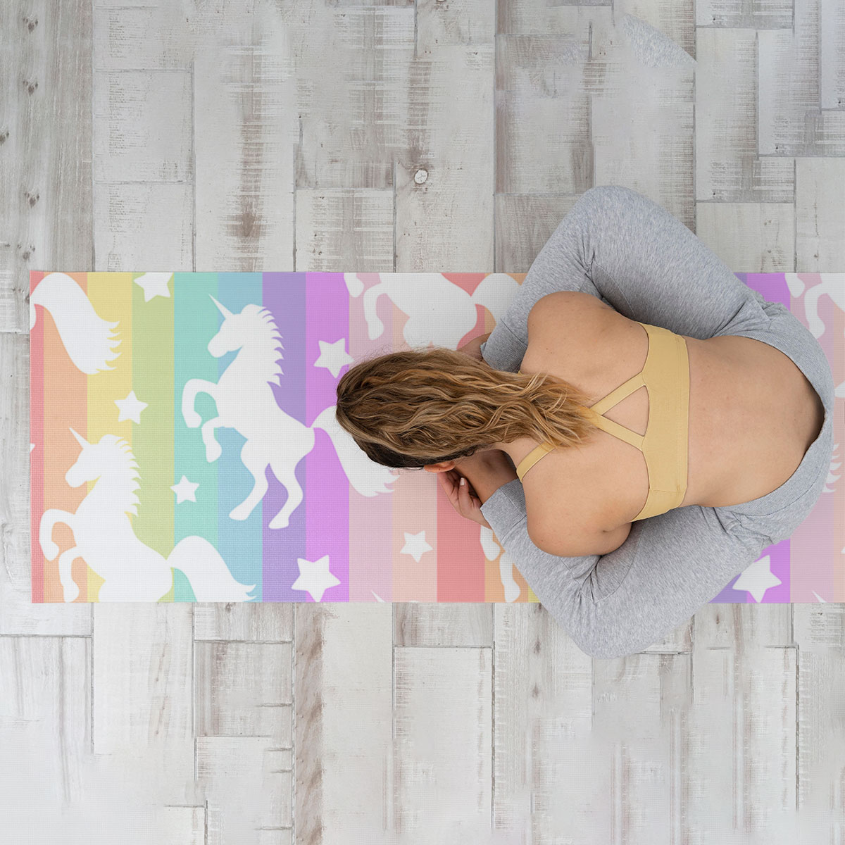 Rainbow Pink Unicorn Yoga Mat