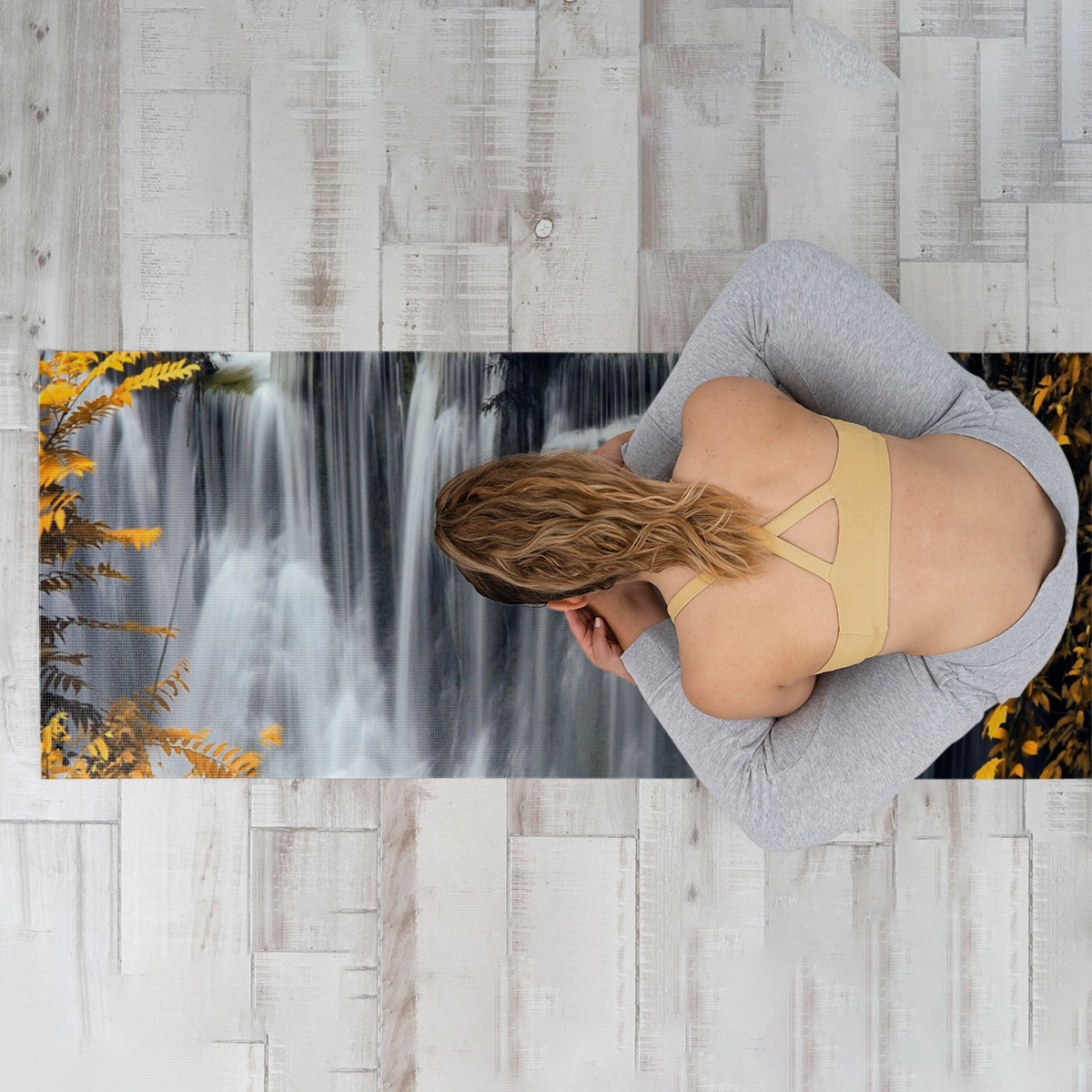 Stunning Autumn Waterfall Yoga Mat