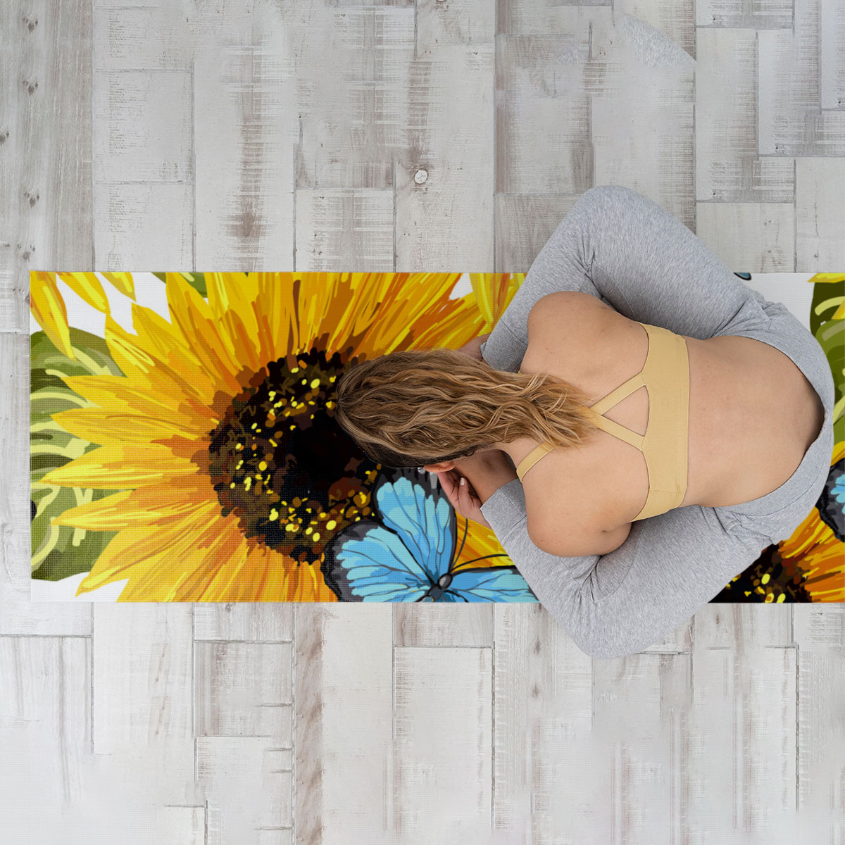 Sunflower Butterfly Yoga Mat