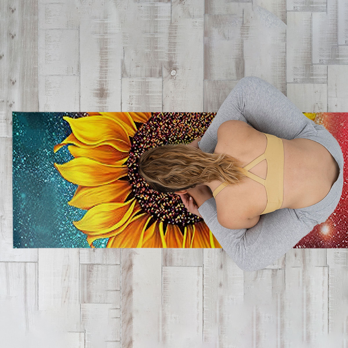 Trippy Galaxy Sunflower Yoga Mat