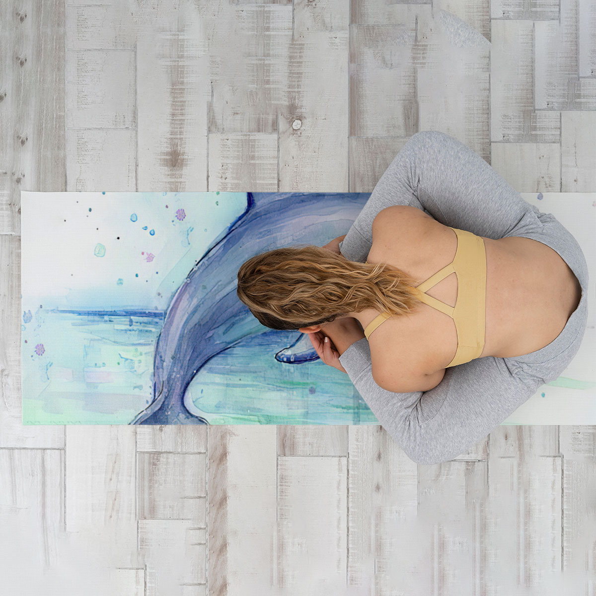 Water Color Dolpin Yoga Mat