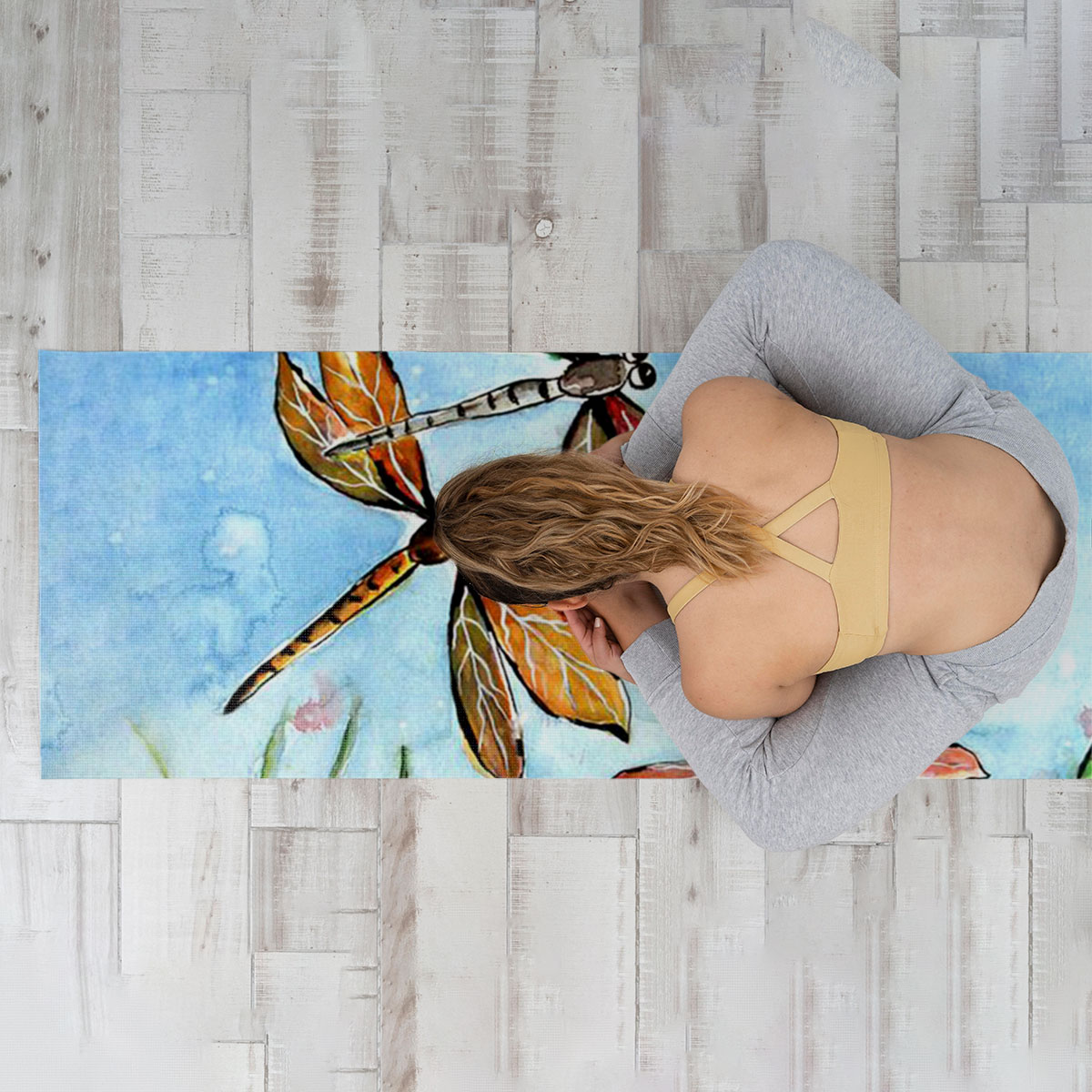 Water Color Dragonfly Yoga Mat