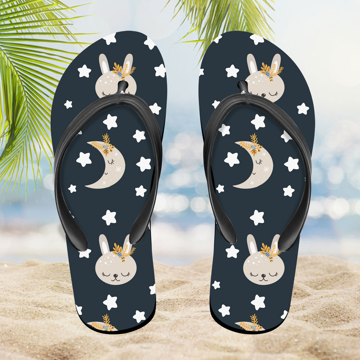 Christmas Pattern With Animals Flip Flop