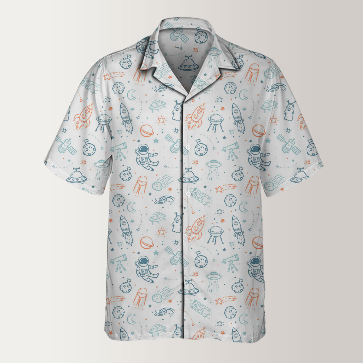 Astronaut Patterns Illustrations Hawaiian Shirt