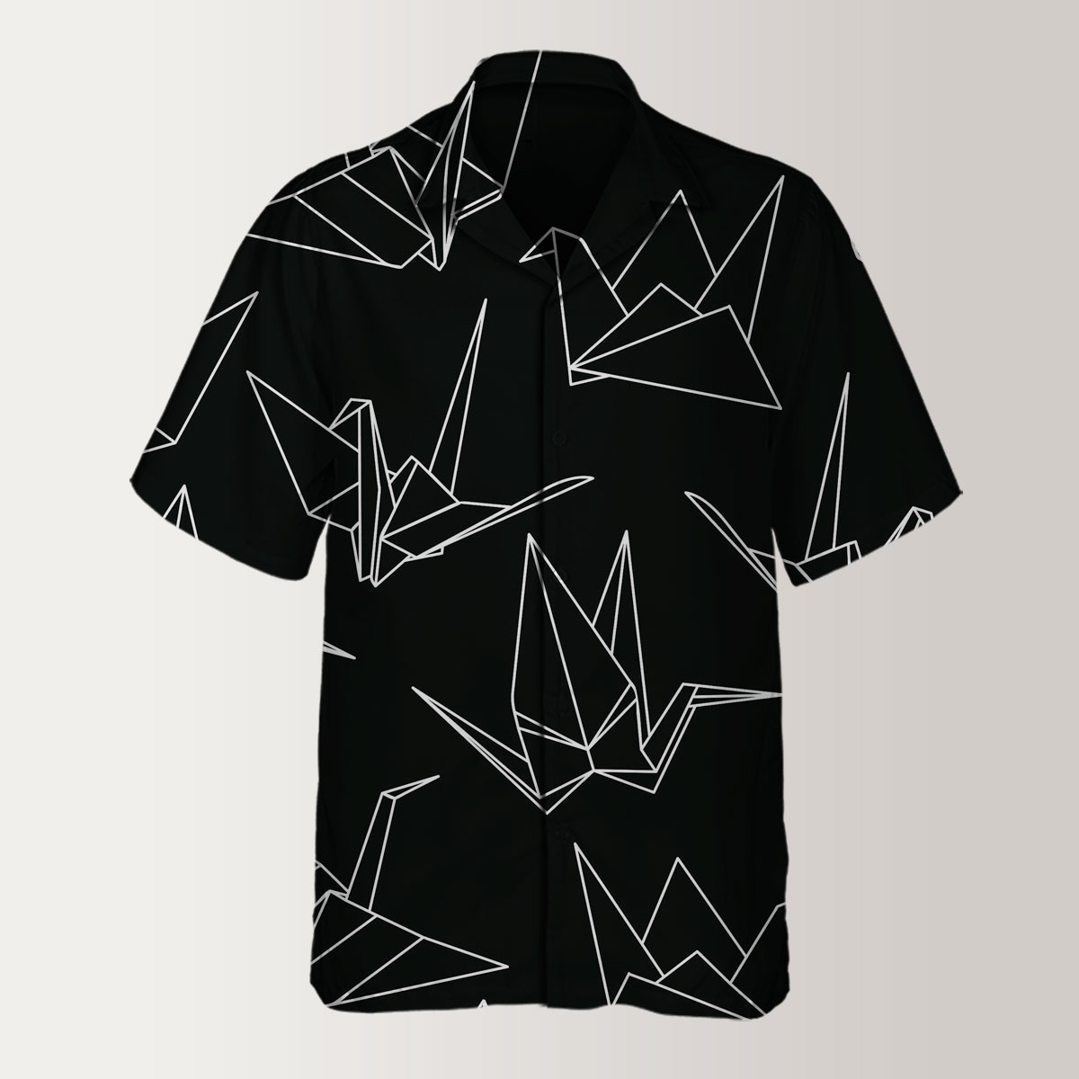 Black Paper Crane Hawaiian Shirt