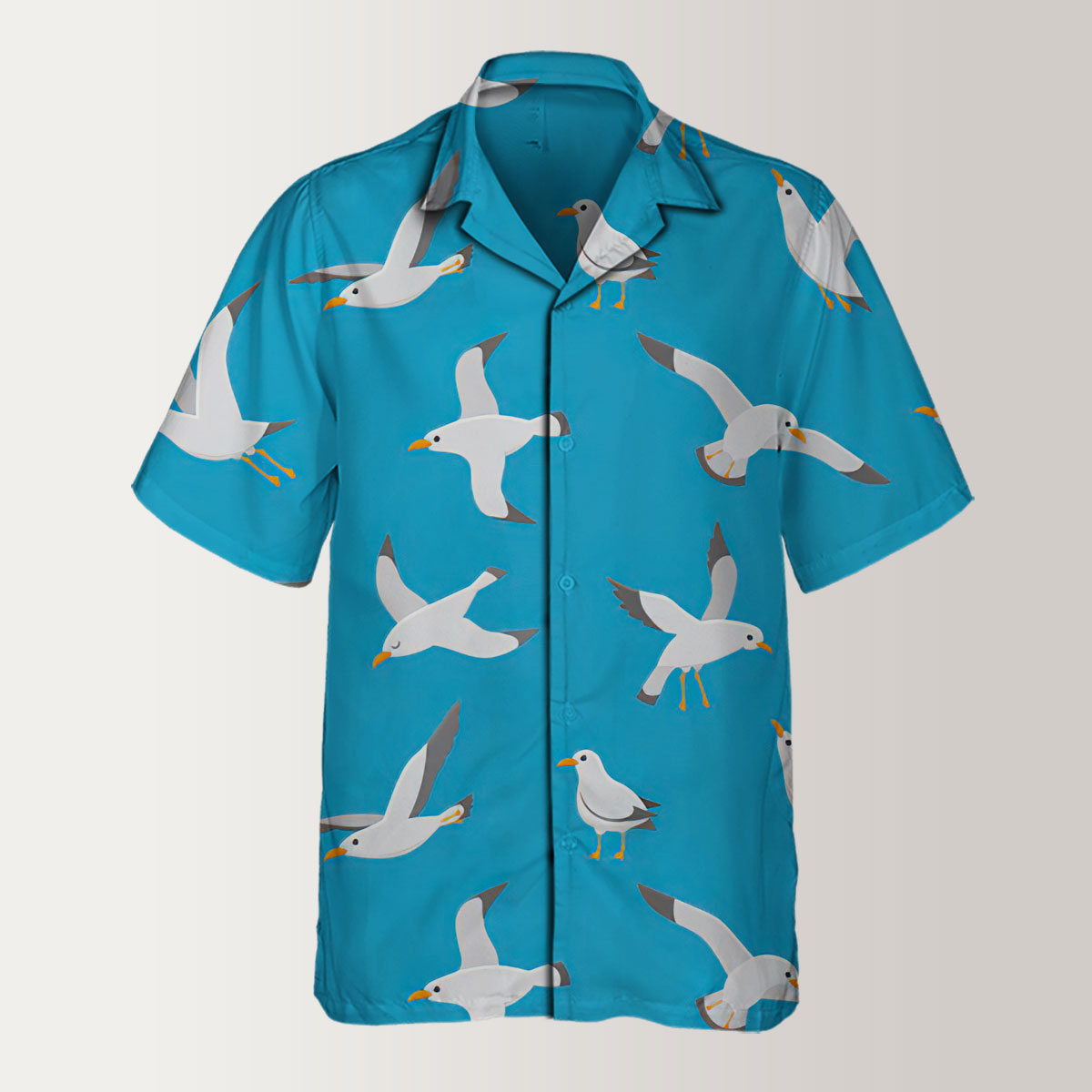 Blue Monogram Seagull Hawaiian Shirt