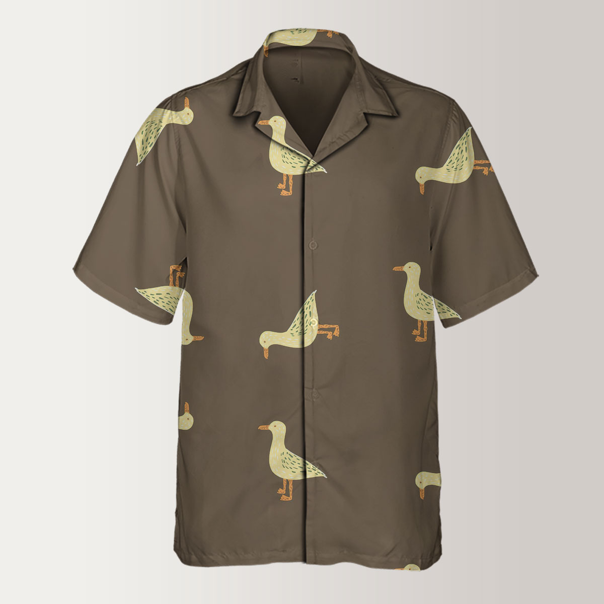 Brown Background Monogram Seagull Hawaiian Shirt